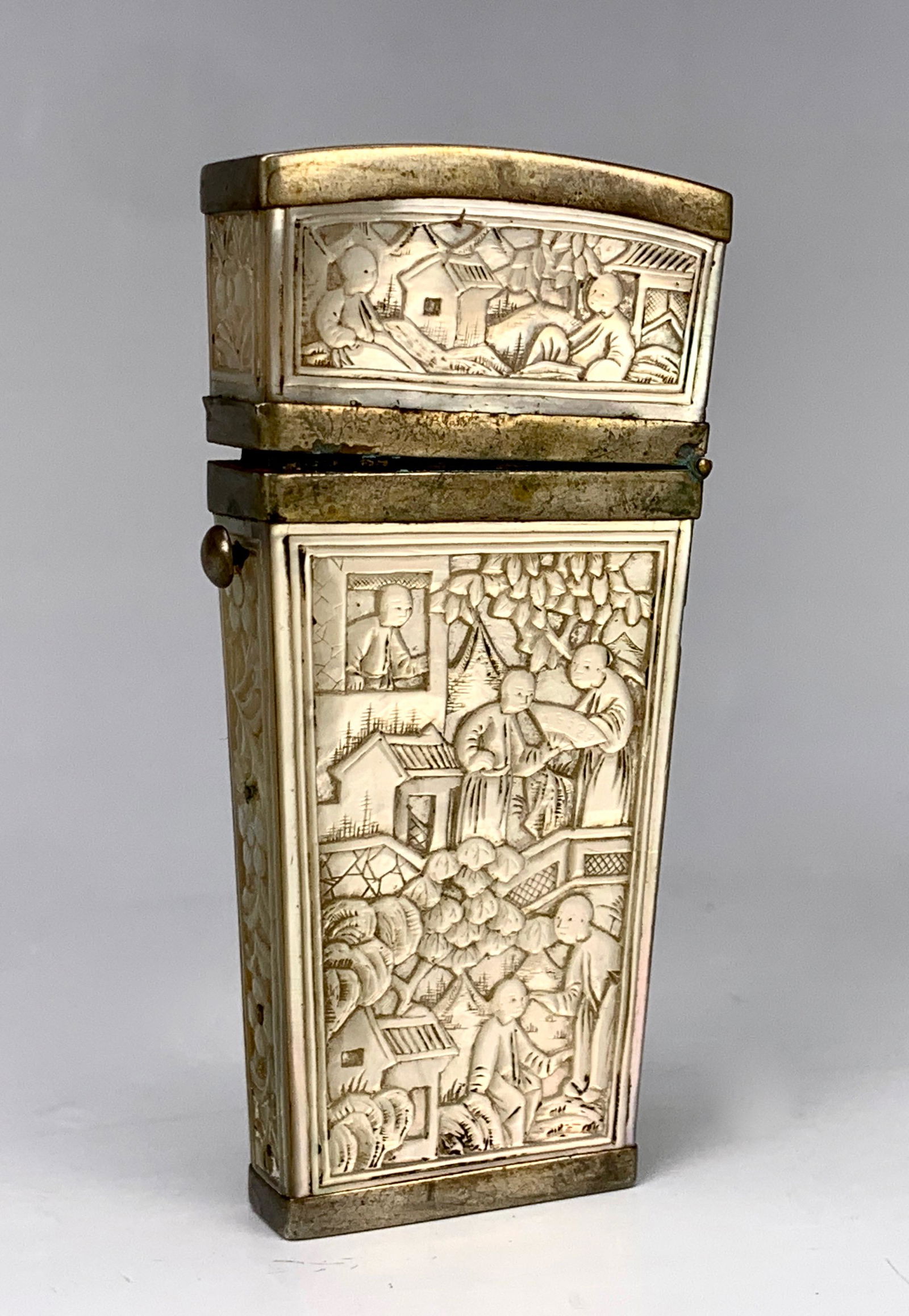Chinese Carved Mother-of-Pearl Etui, 19th Century (1 of 6)