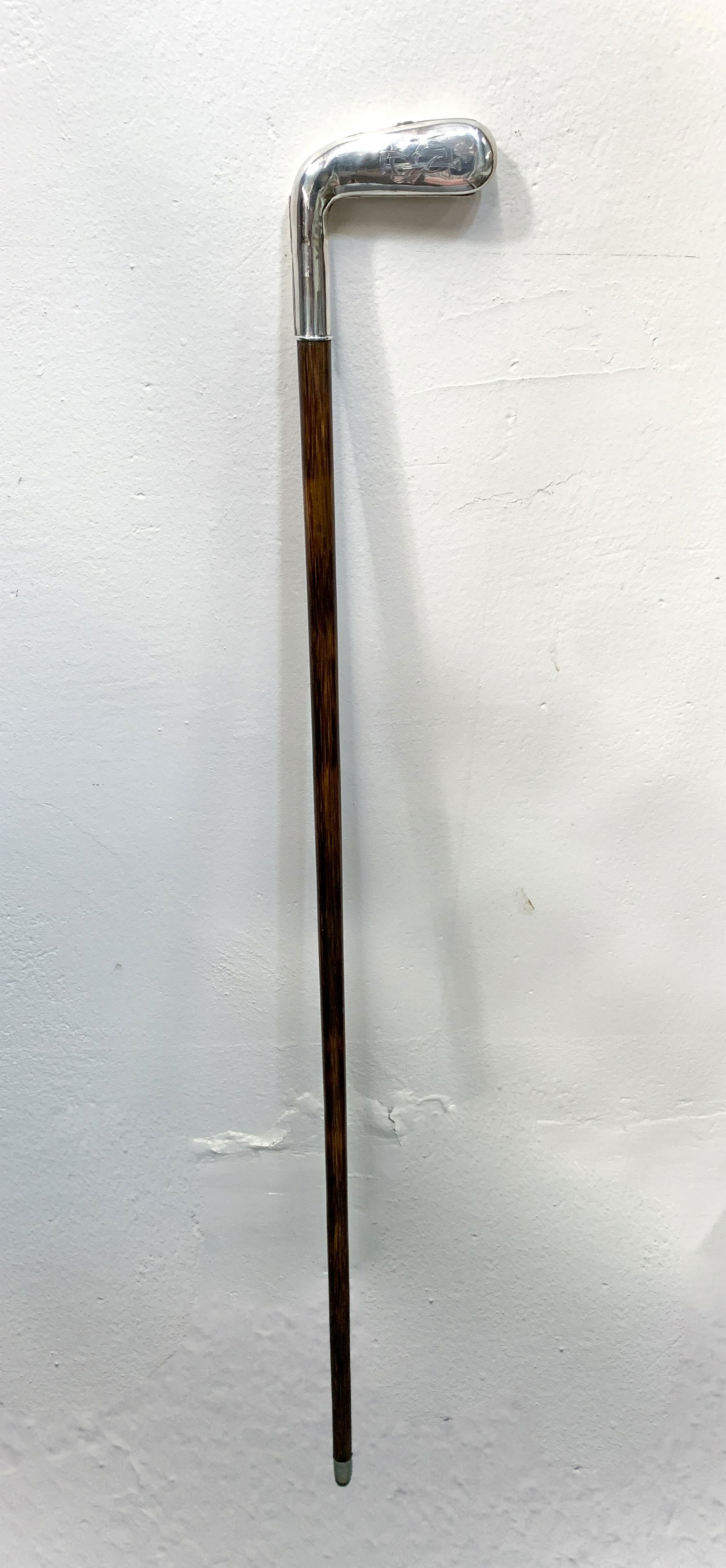 Antique Golf Club Match Safe & Cig. Walking Stick (1 of 6)