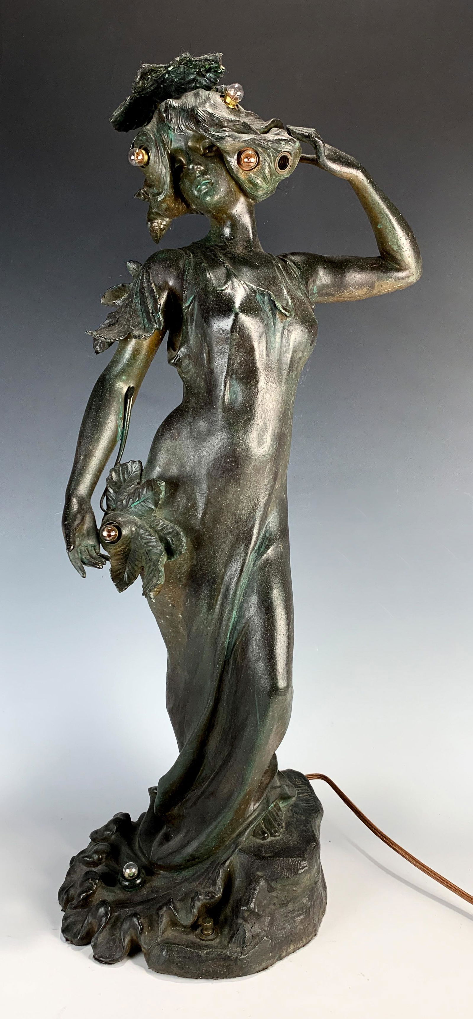 Lucien Alliot (1877-1967) Art Nouveau Figural Lamp (1 of 4)