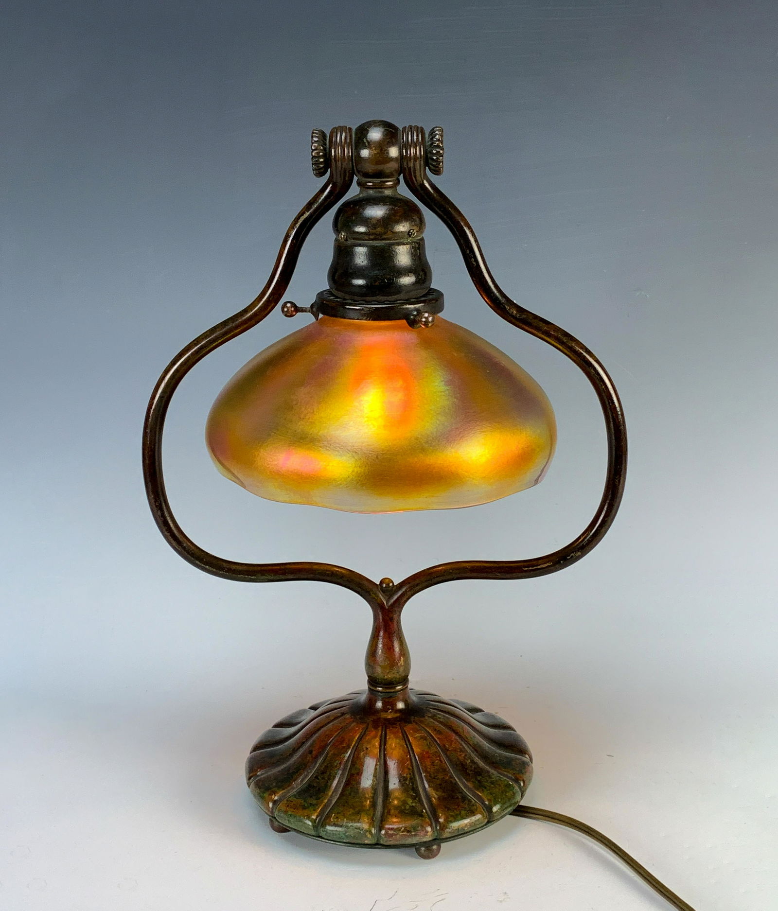 Signed Tiffany Studios Harp Desk Lamp (1 of 4)