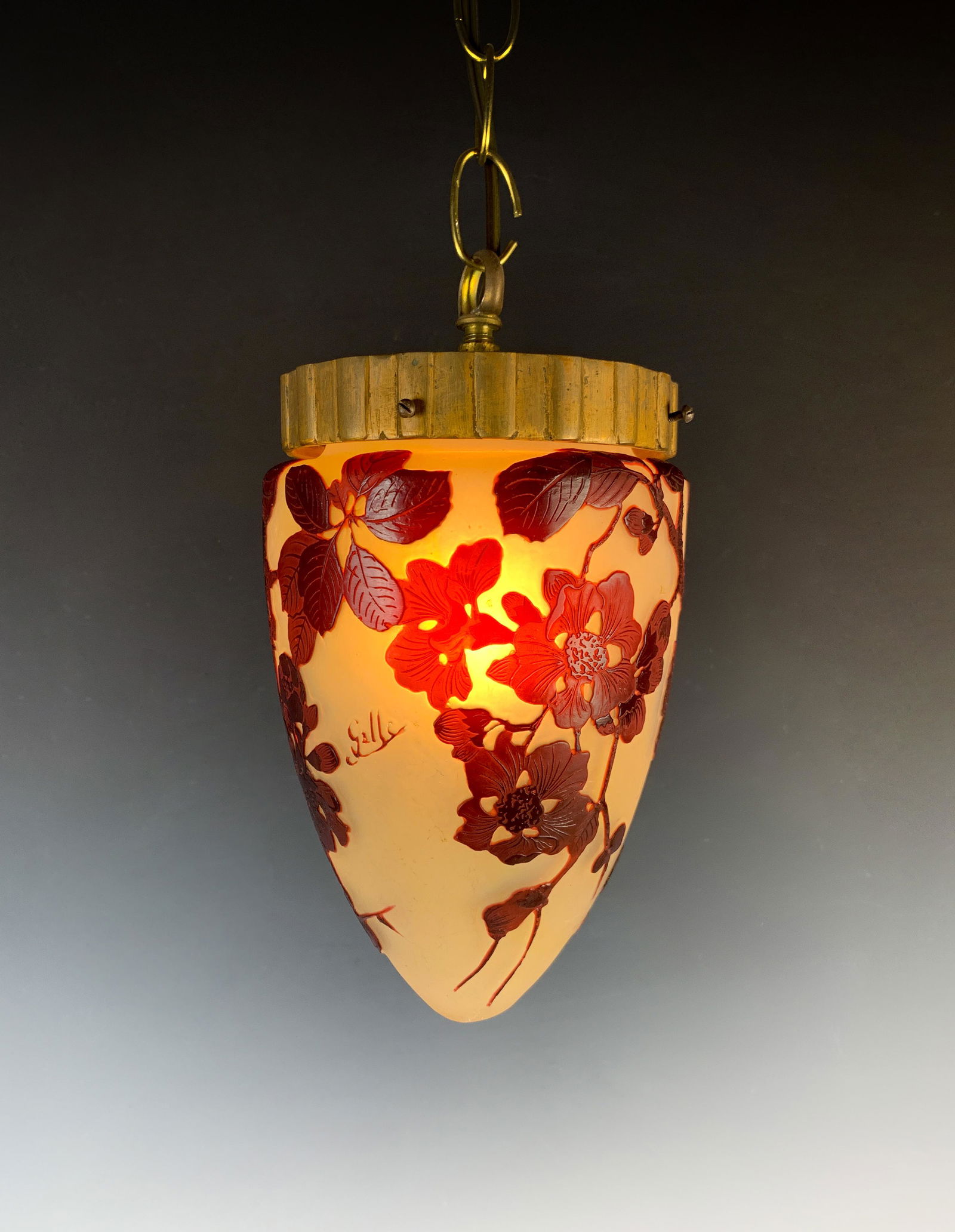 Signed Galle Cameo Glass Hallway Lamp C1900 (1 of 7)