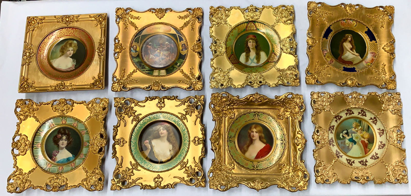 Nine Antique Framed Vienna Art Plates (1 of 5)