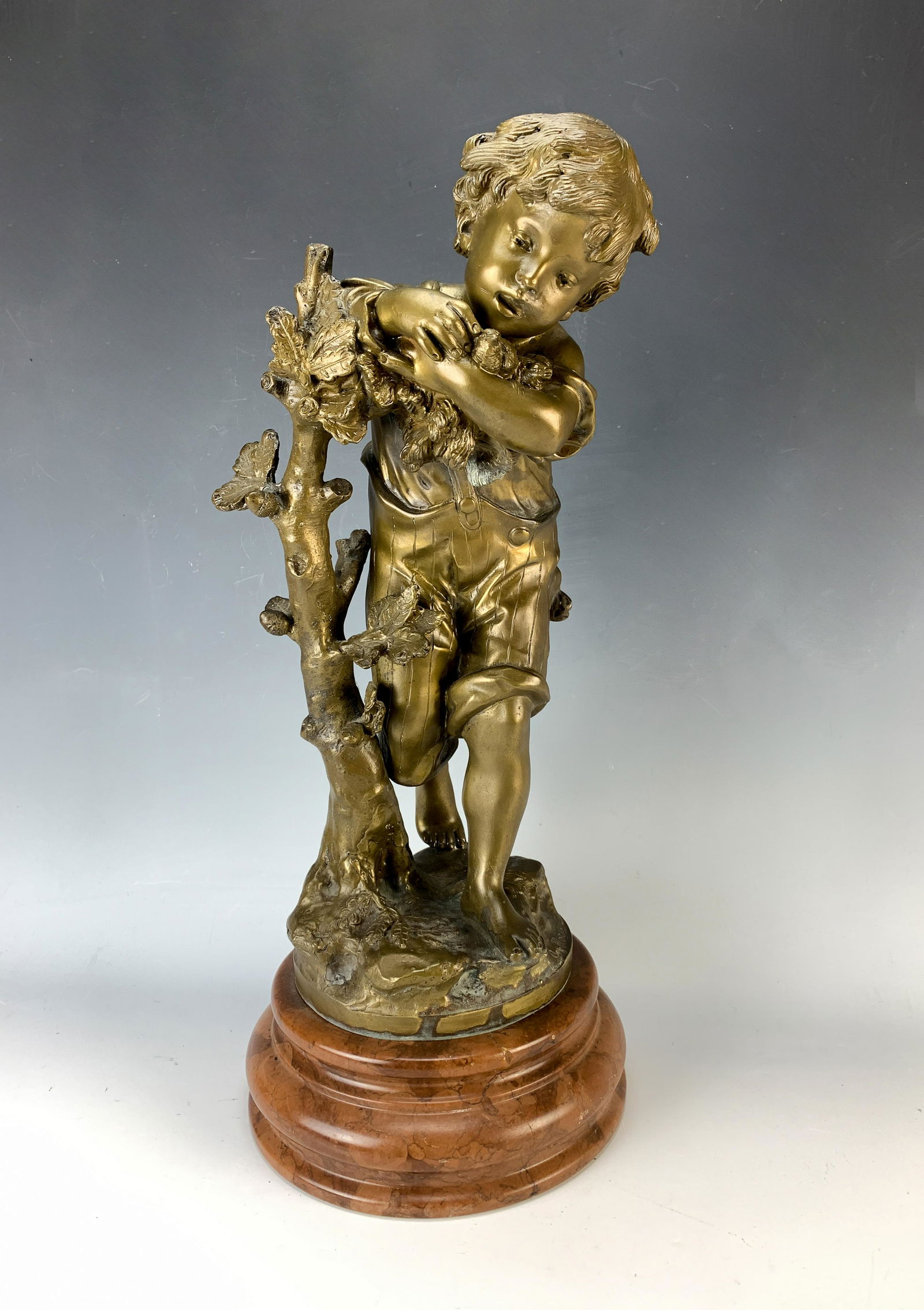 Auguste Moreau Modern Bronze "Boy w/Bird" (1 of 3)