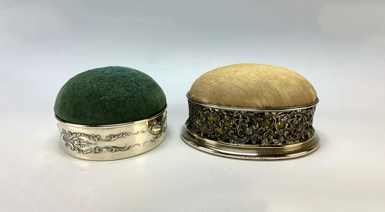 Pair of Sterling Hatpin Cushion Holders (1 of 2)