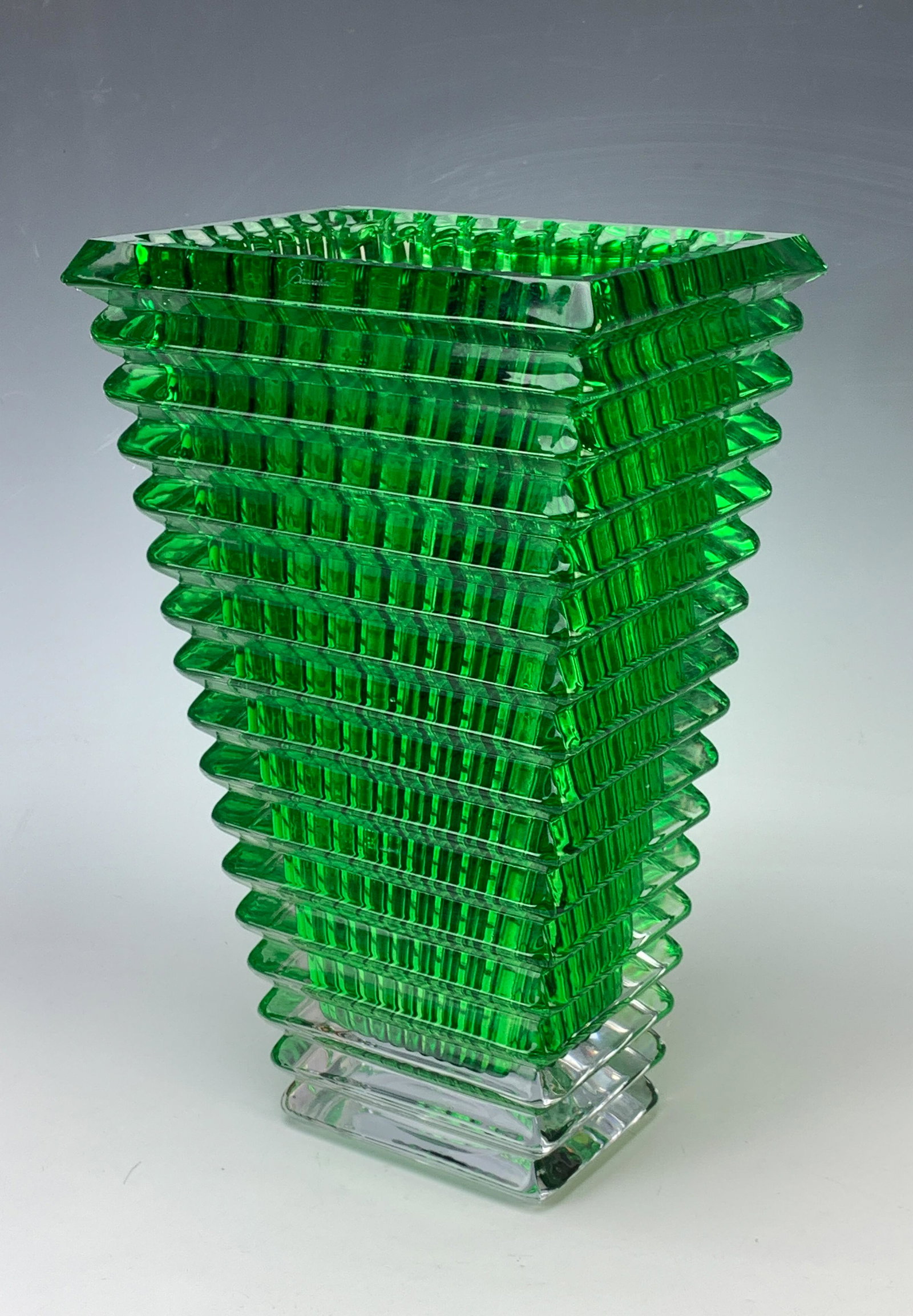 Baccarat "Green" Rectangular "Eye" Vase (1 of 3)