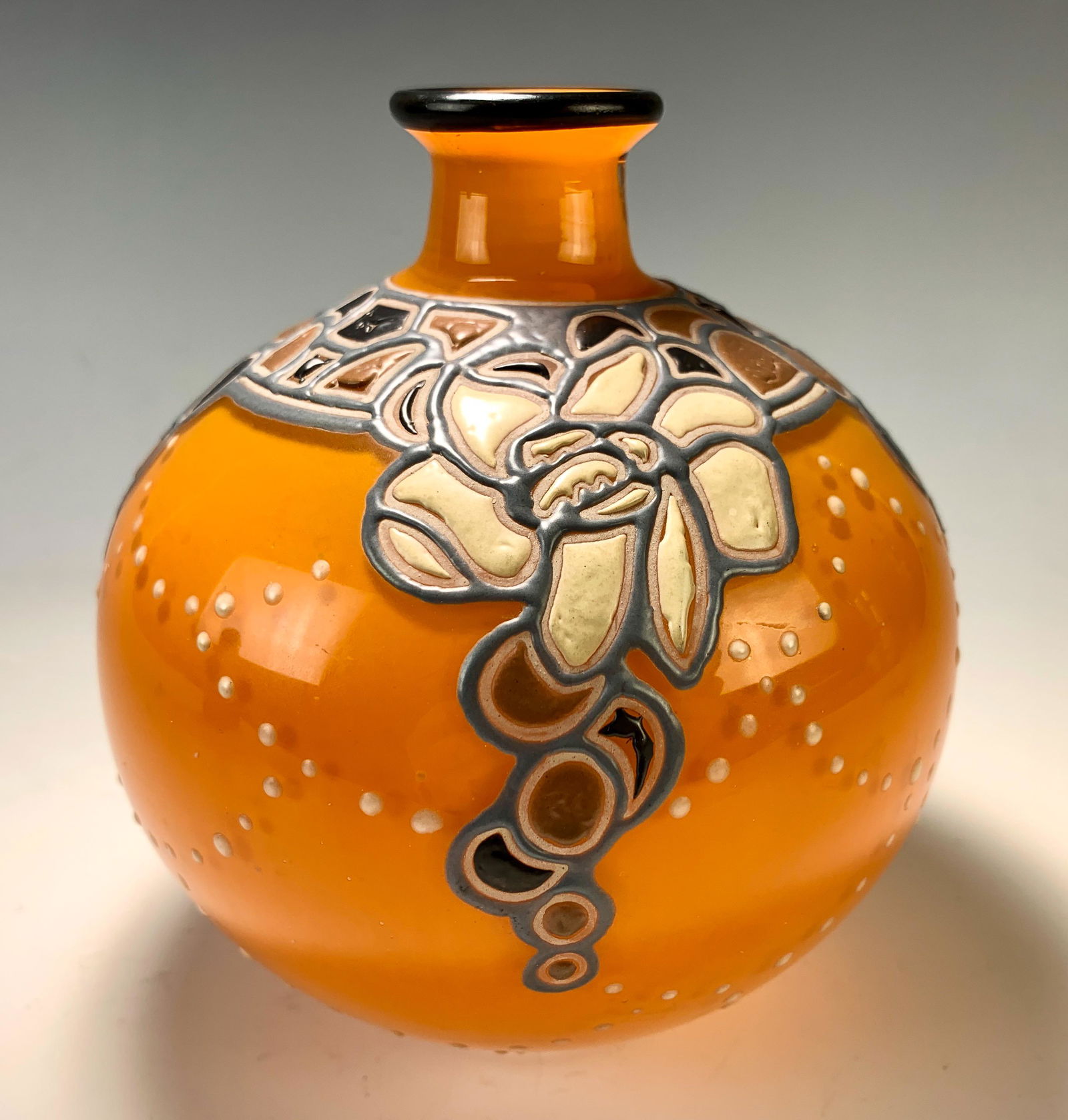 Delatte Nancy Art Deco Enameled Glass Vase (1 of 4)