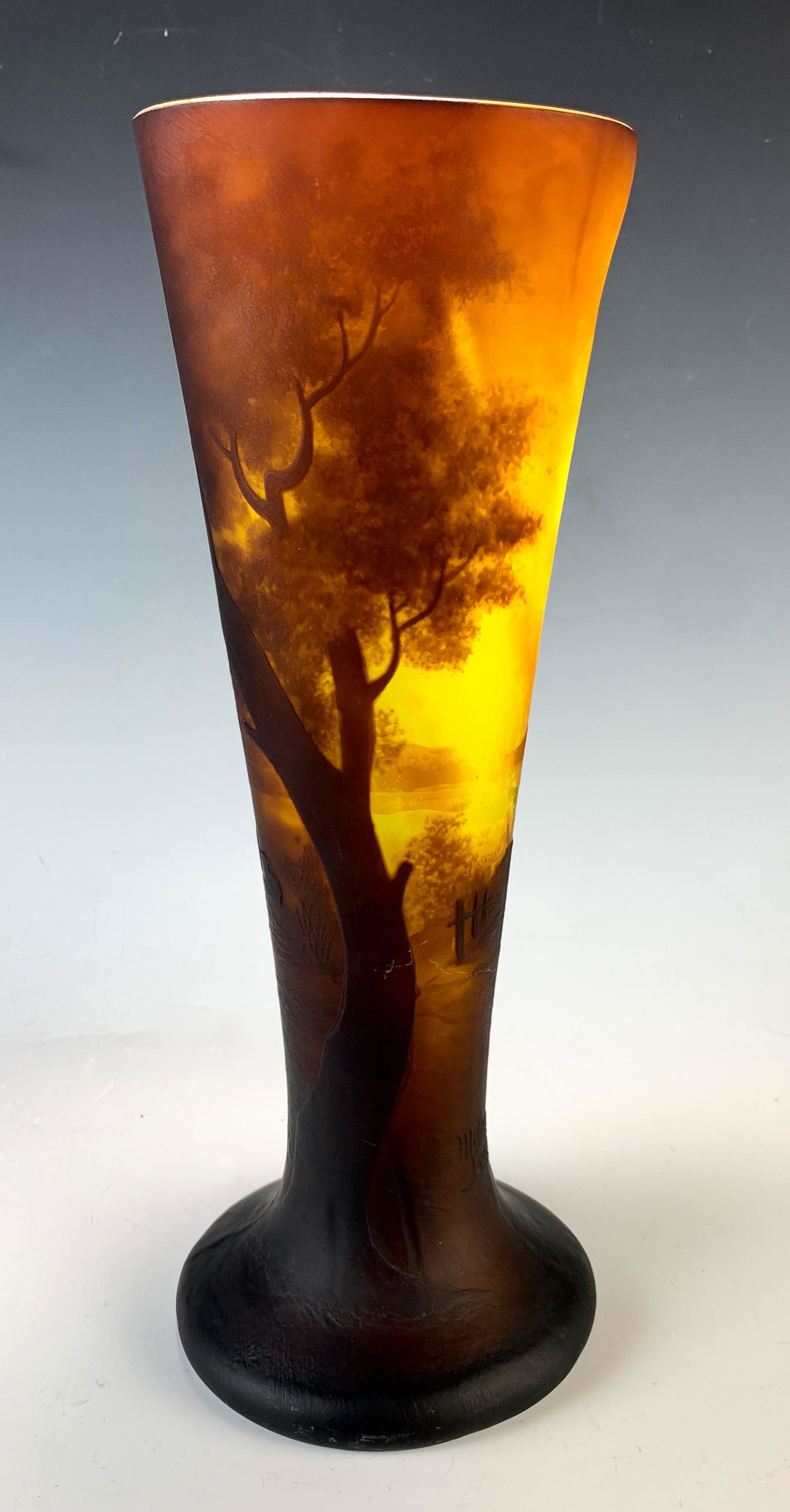 Muller Fres Luneville Cameo Art Glass Scenic Vase (1 of 4)