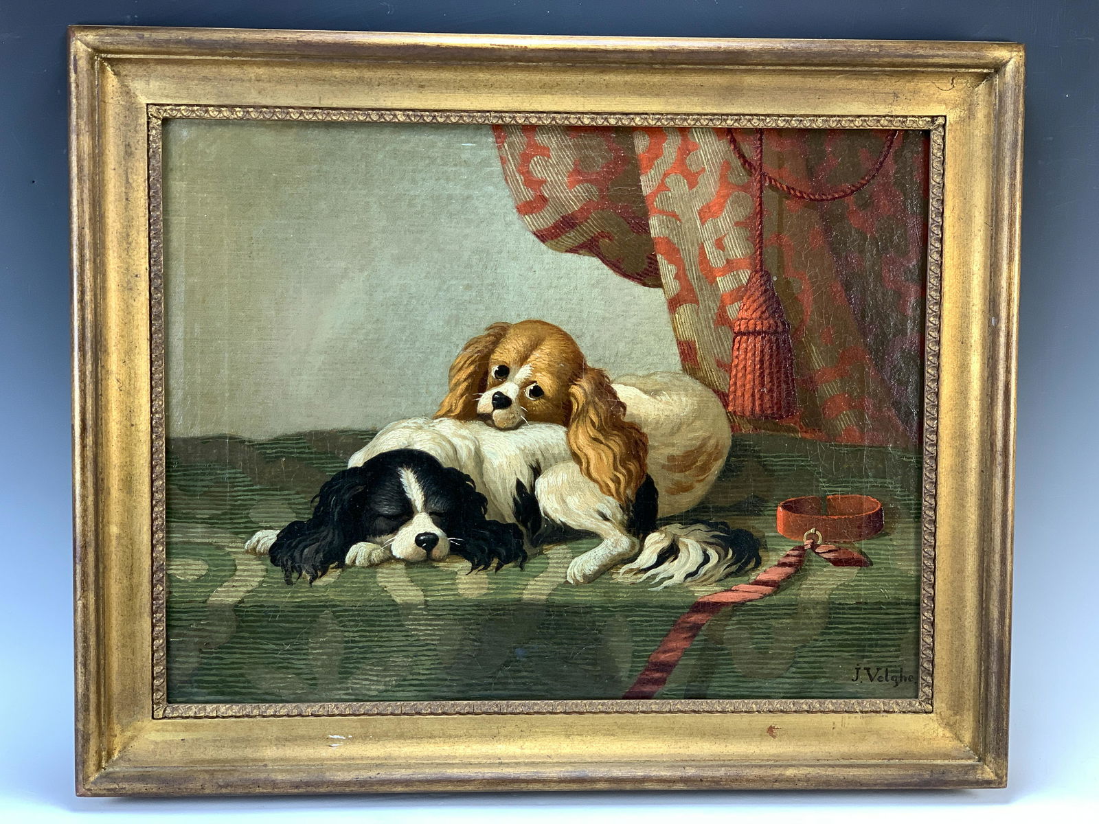 Jan Velghe Cavalier King Charles Dog Oil Painting (1 of 3)