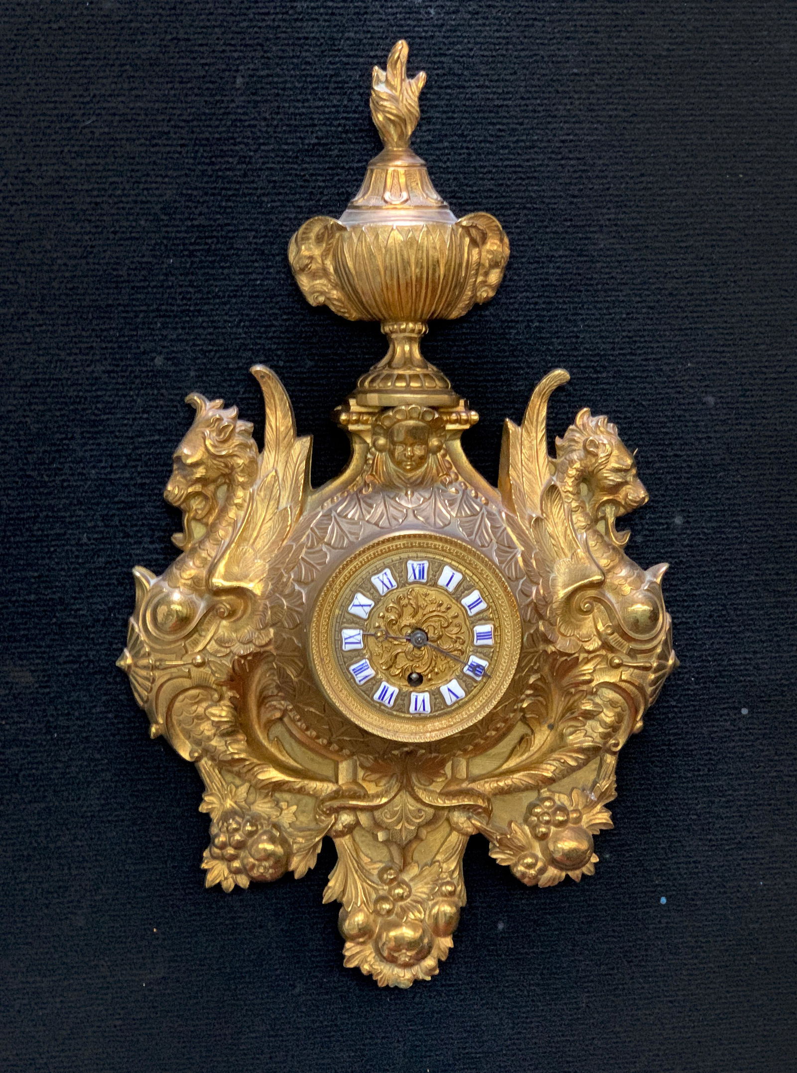 Gilt Bronze Cartel Clock w Lions (1 of 2)