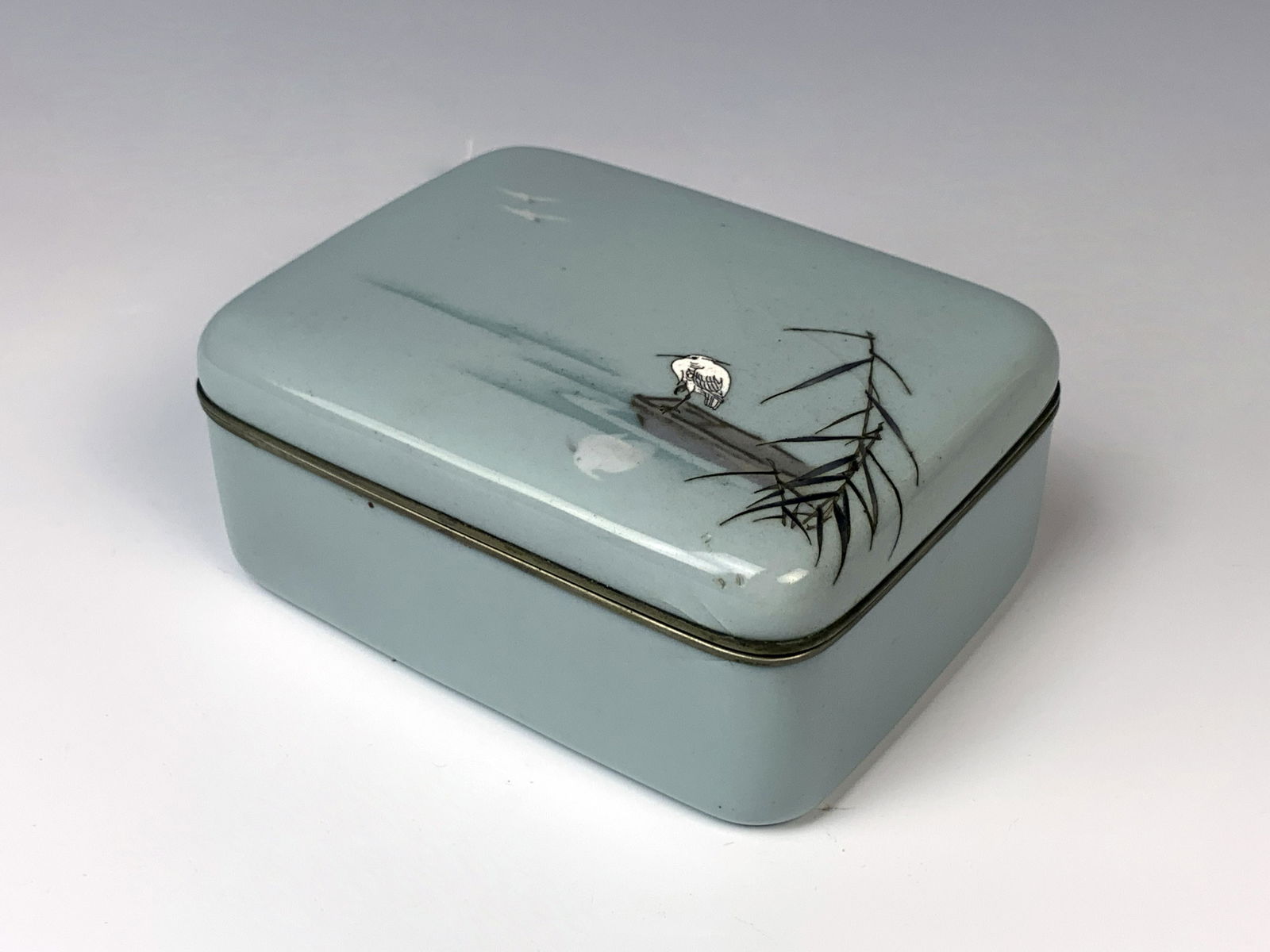 Vintage Cloisonne Box "Bird & Boat" (1 of 4)