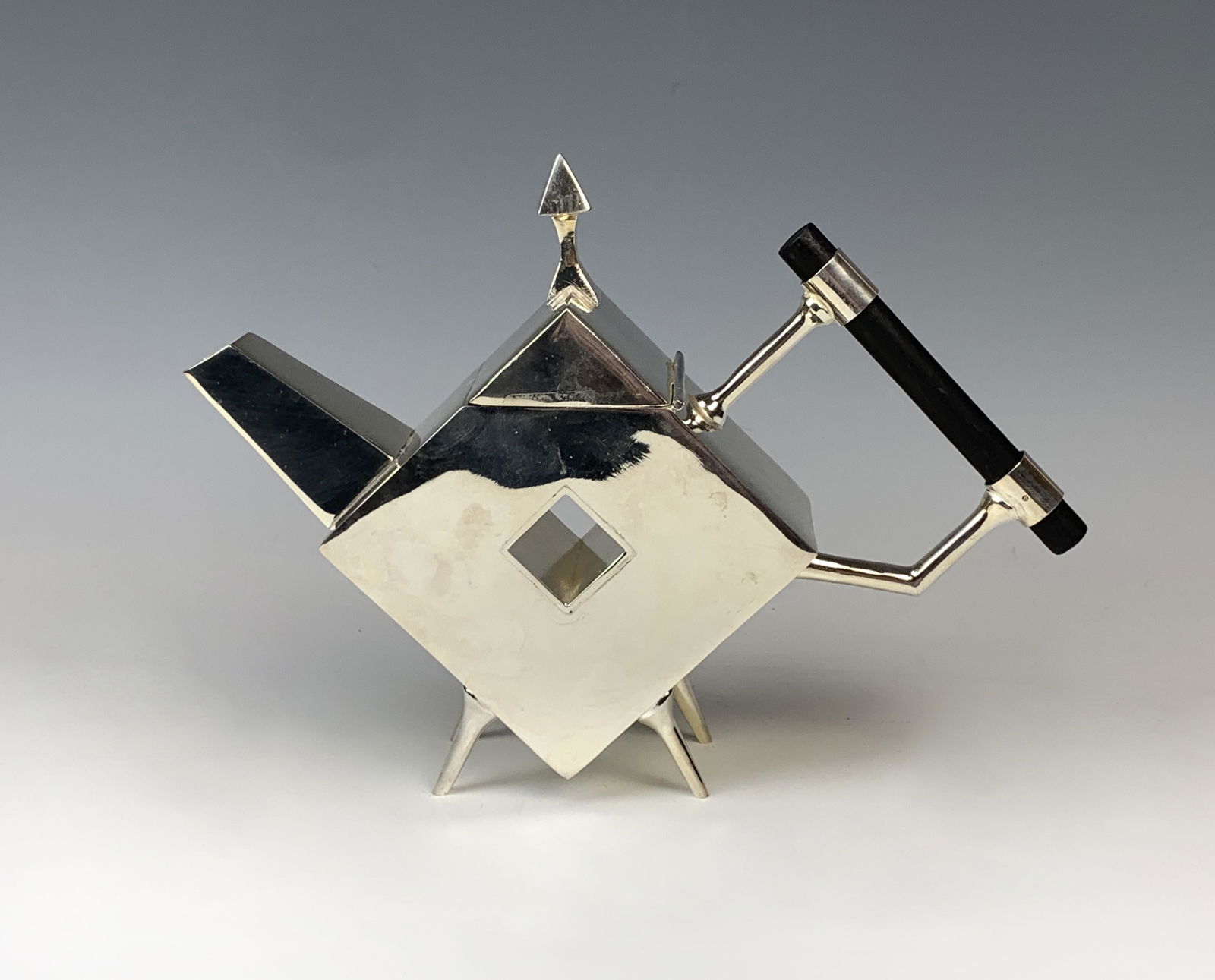 Modernist Silver Plate Teapot w/Ebony Handle (1 of 3)