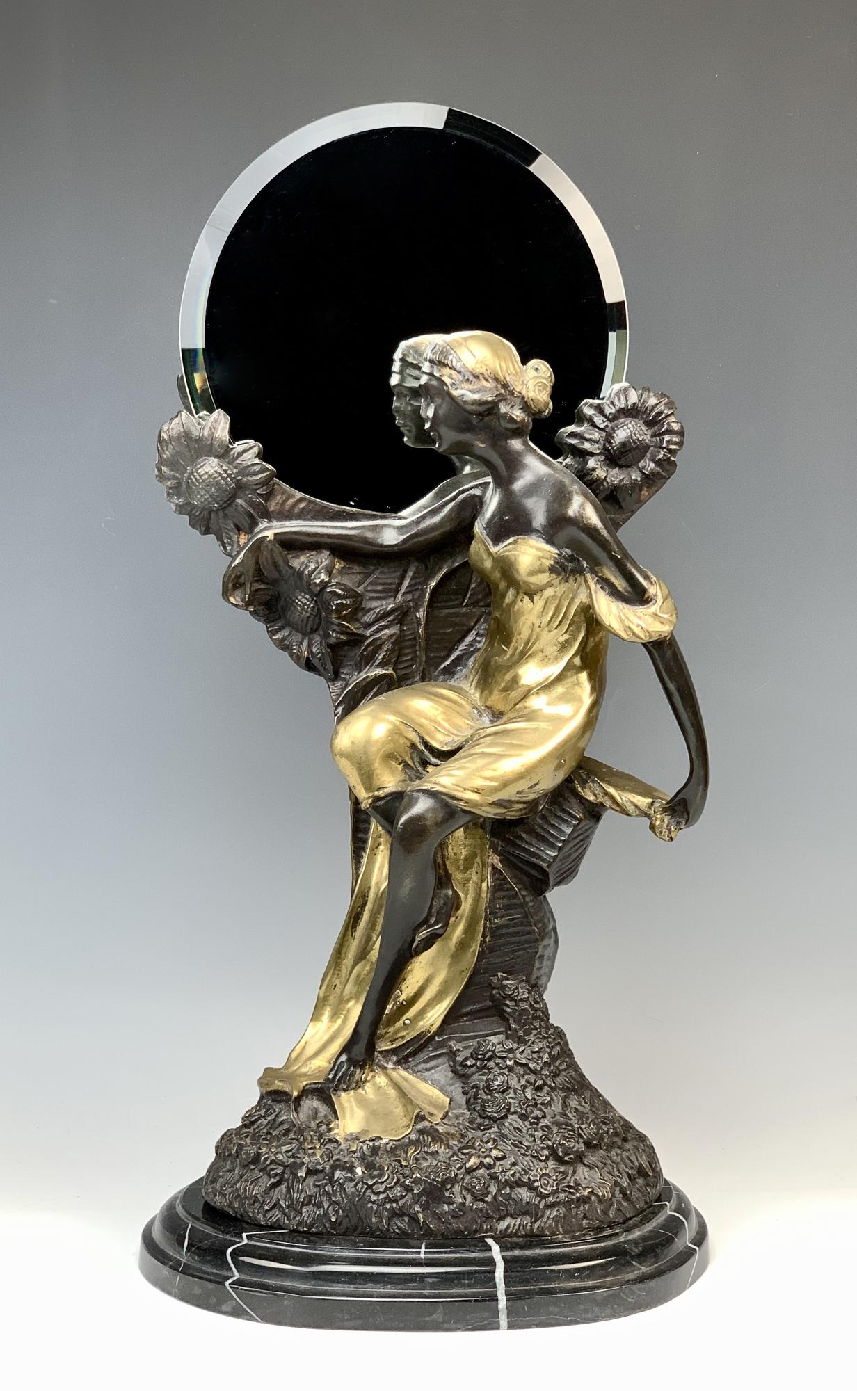 Bronze Figural Woman w/Mirror, Erte Paris (1 of 3)