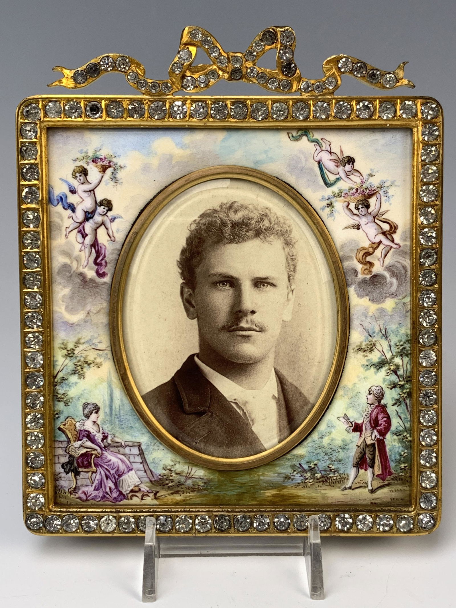 Austrian Enameled & Gilt Bronze Desk Frame (1 of 3)