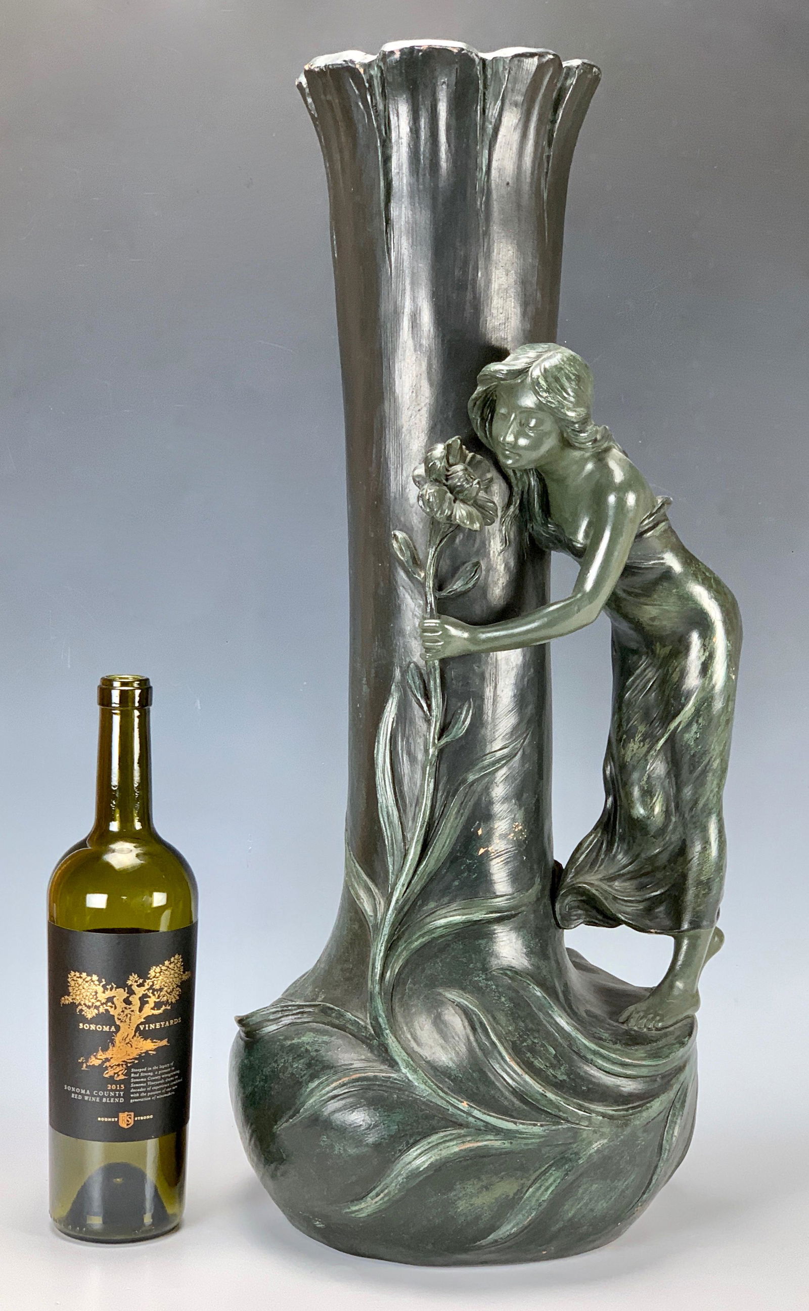 Art Nouveau Large Terra Cotta Maiden Floor Vase (1 of 2)