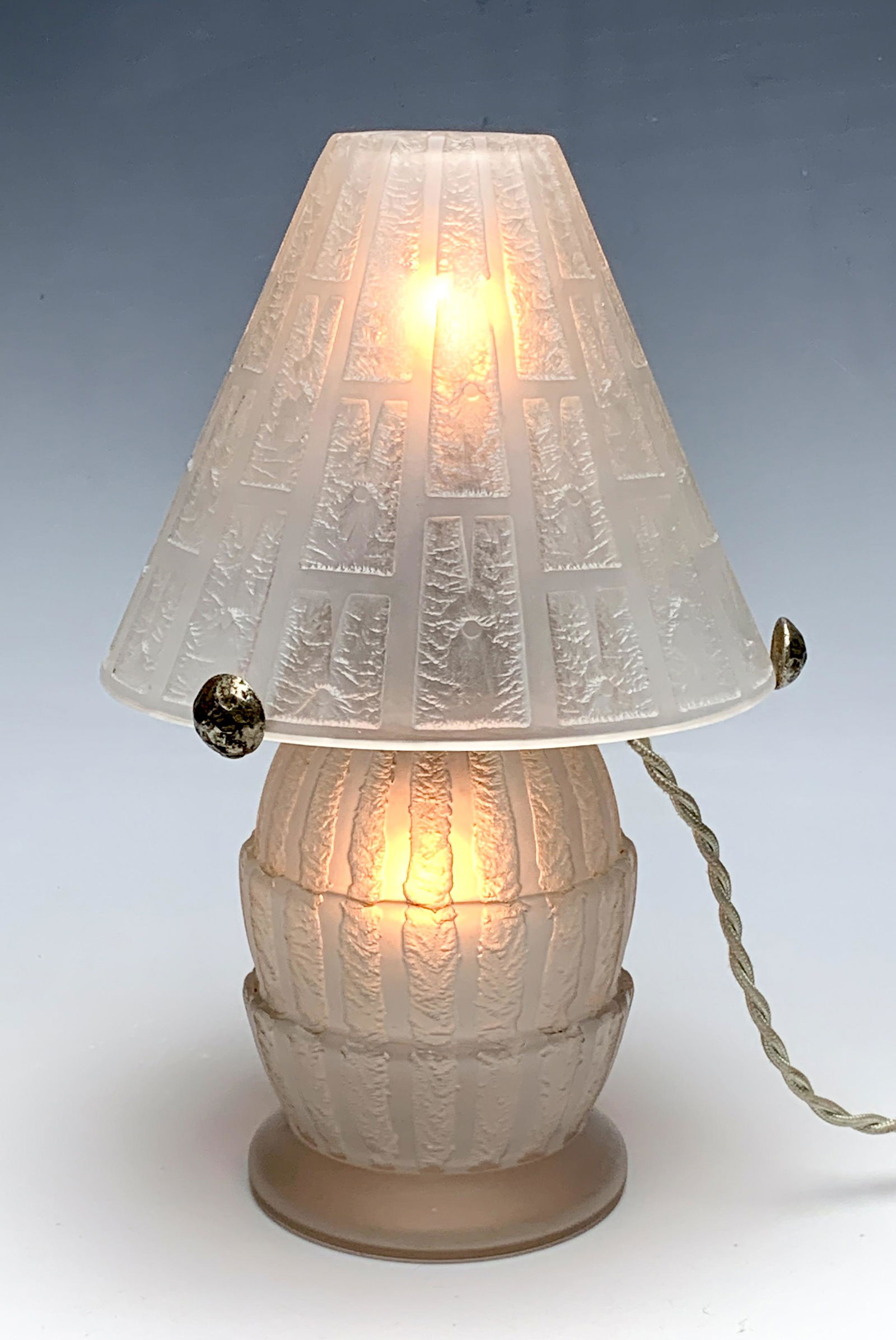 Signed Daum Nancy Art Deco Cut Back Lamp (1 of 7)