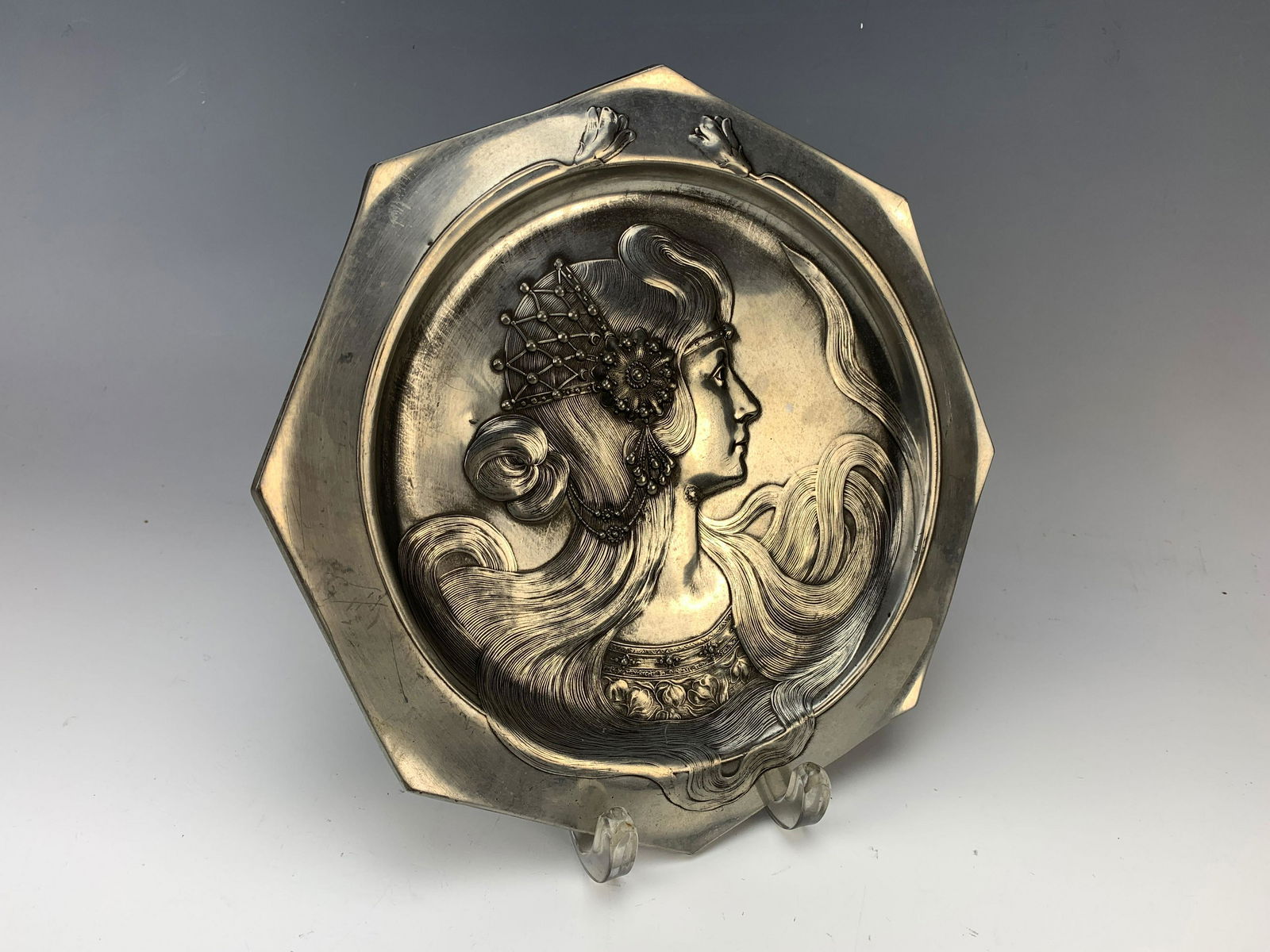 WMF Art Nouveau "Mucha" Lady Card Tray (1 of 4)