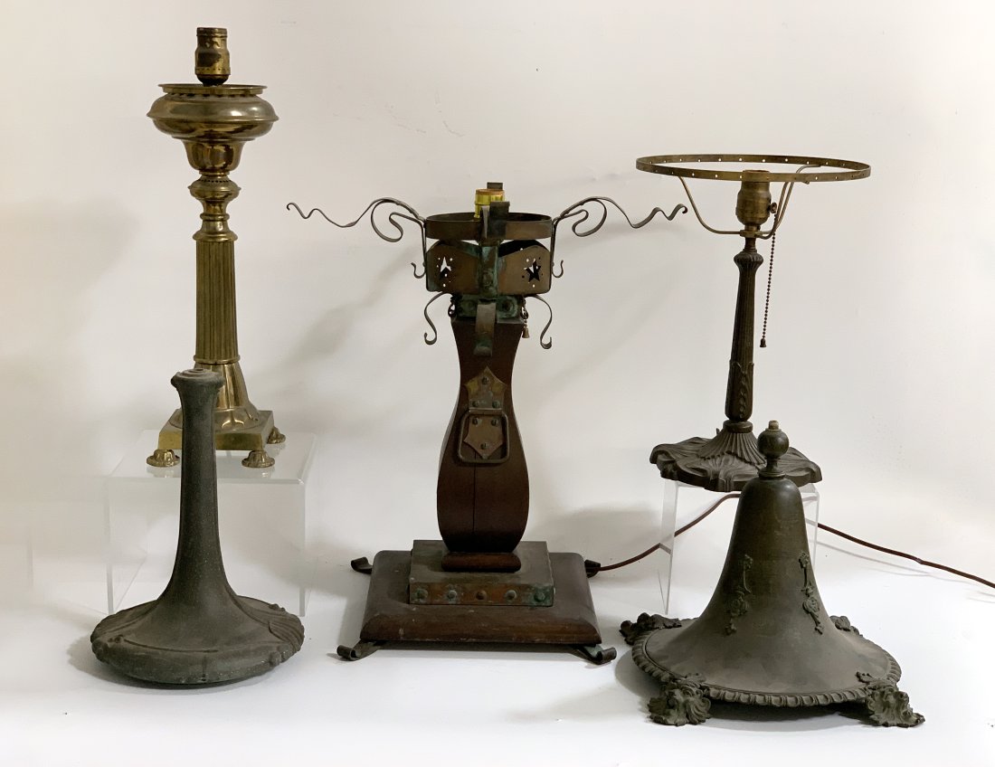 Group of 5 Antique Lamp Bases (1 of 1)