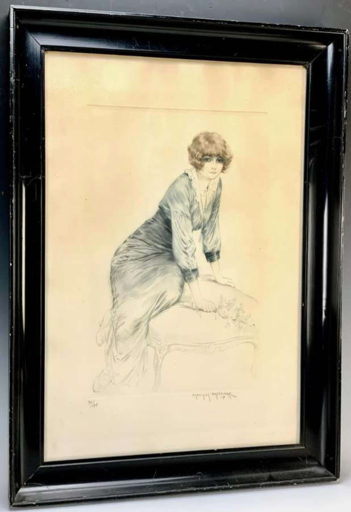 Maurice Milliere Signed Etching: Maurice Milliere (Paris 1871-1946), respected French painter and printmaker, whose work was shown in many French magazines and galleries. Pencil signed lower right and lower left "Limited Ed 90/125." 