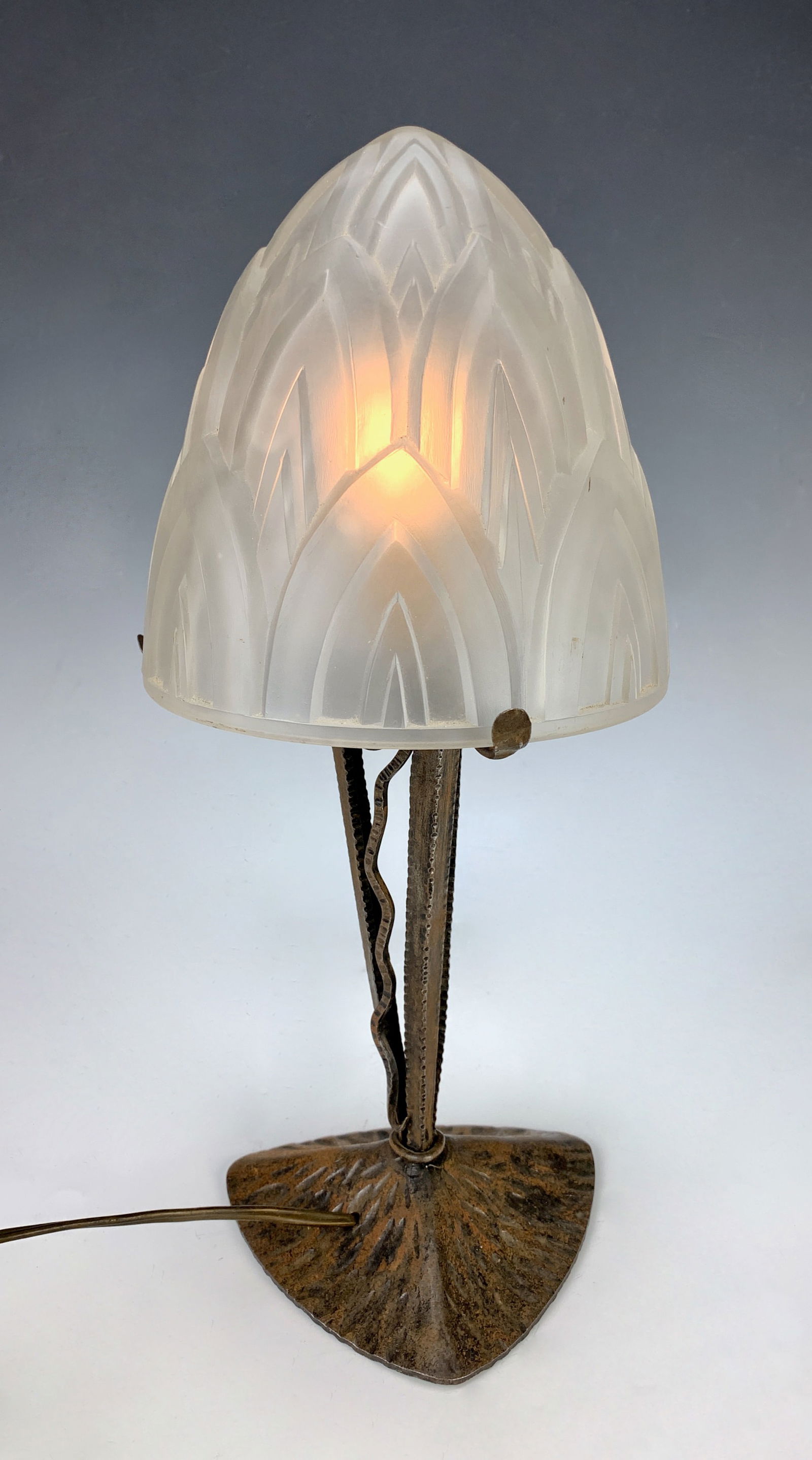 Muller Fres Art Deco Frosted Glass Boudoir Lamp (1 of 4)