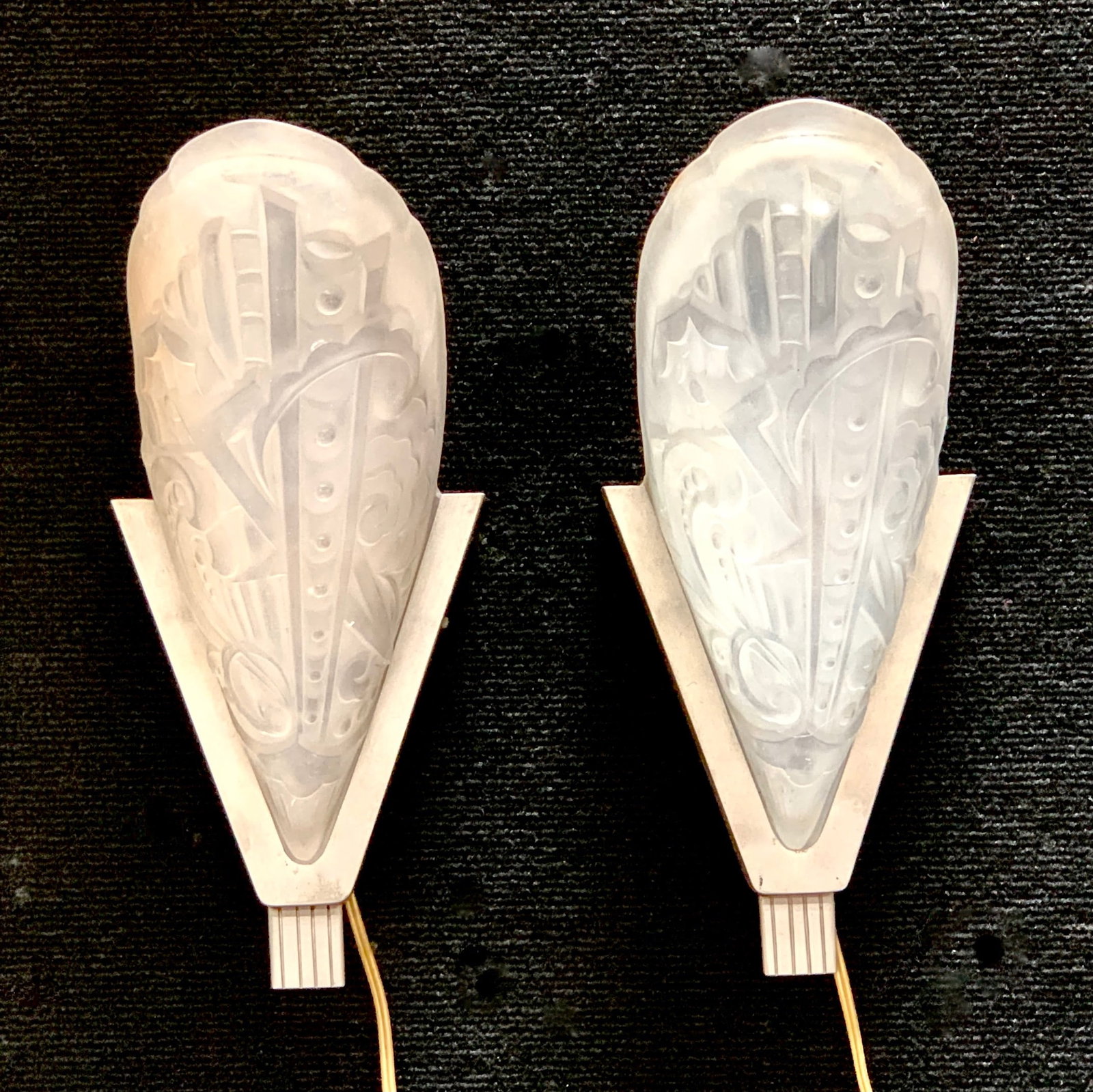 Pair Original Art Deco Frosted Glass Sconces (1 of 1)