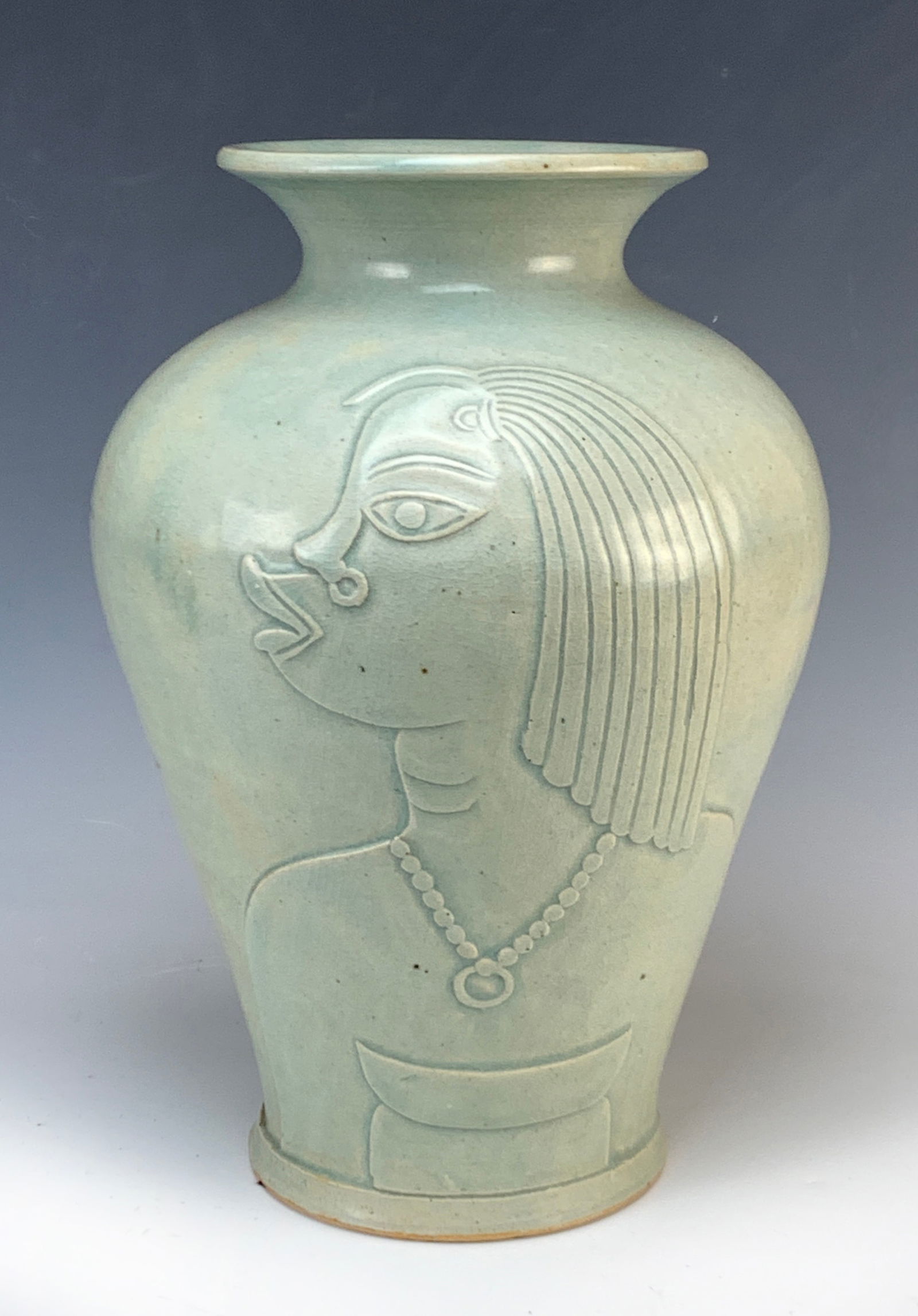 Rene Buthaud (1886-1986) Monumental Ceramic Vase: Monumental Rene Buthaud signed ceramic vase circa 1935. Rene Buthaud was seen as the most accomplished and important French artists of the Art Deco period, an opinion held to this day. He was a painte