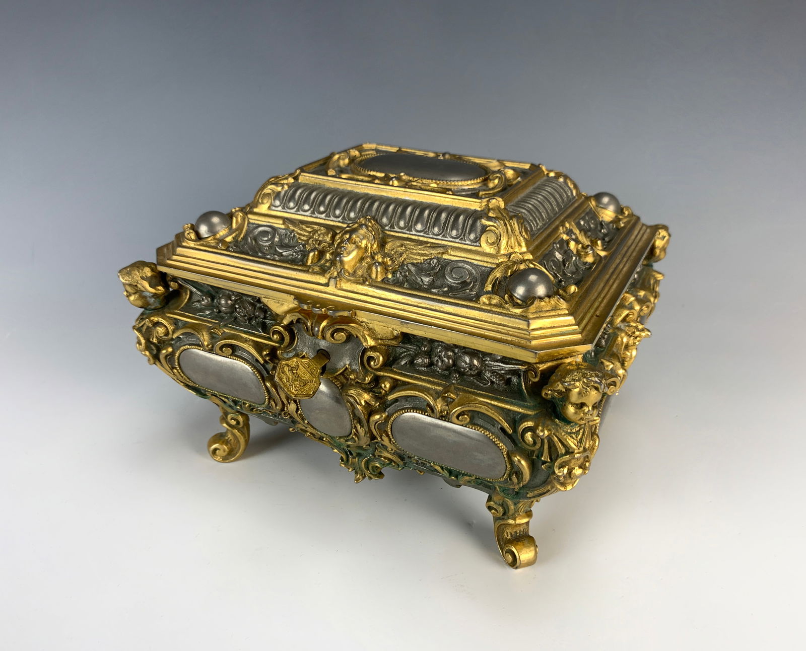 19th Century Silver & Gilt Bronze Jewelry Box (1 of 6)