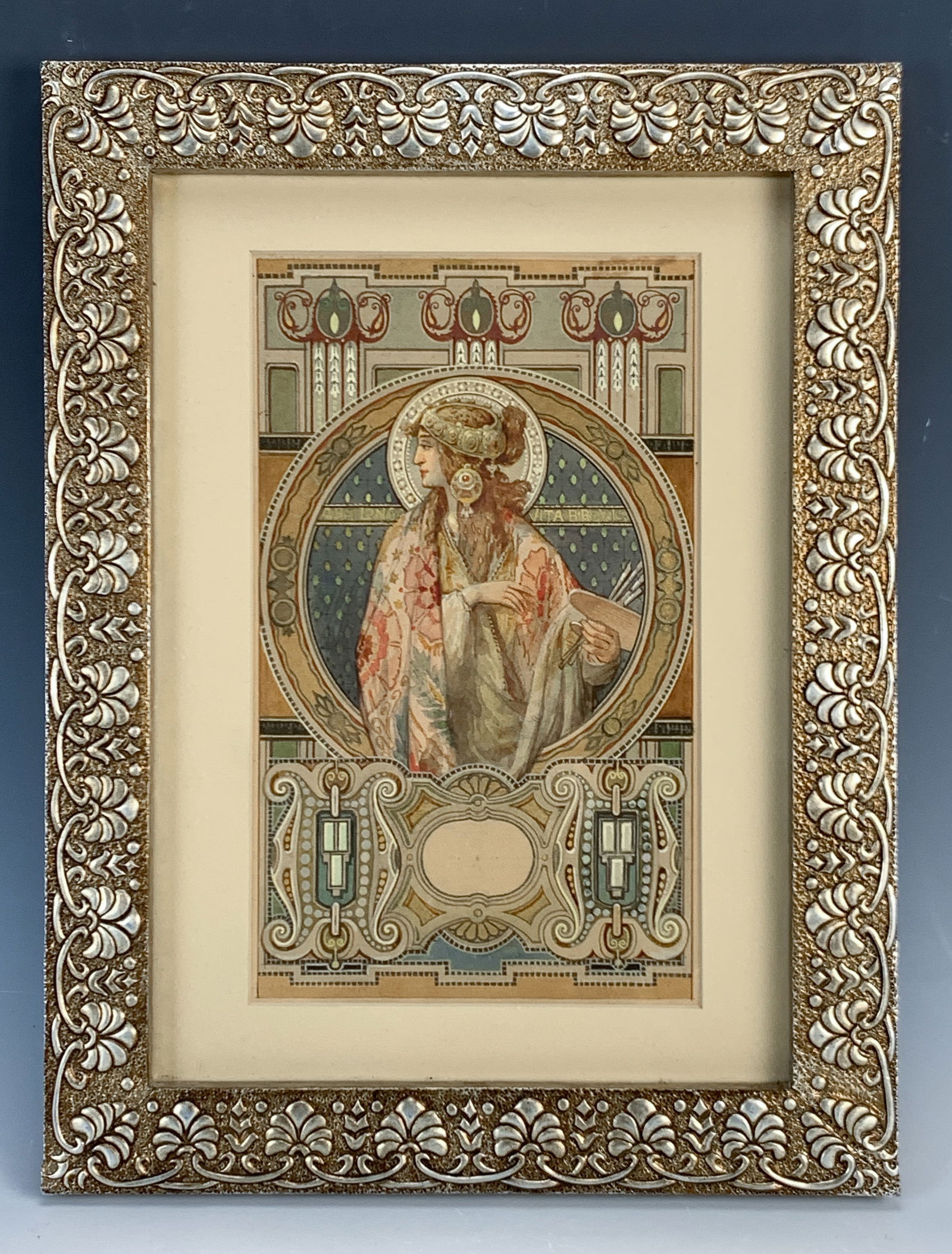 After Alphonse Mucha Art Nouveau Gouache (1 of 3)