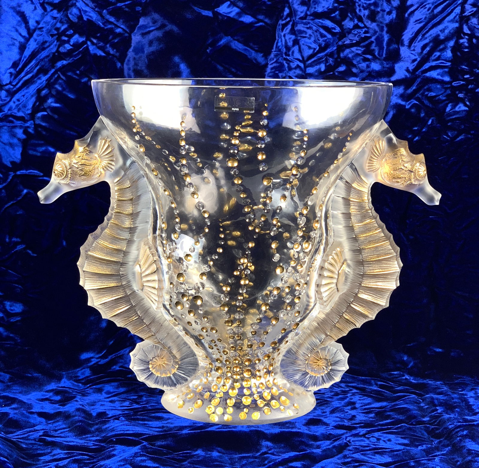 Lalique Clear/Gilt Frosted "Poseidon" Vase (1 of 7)