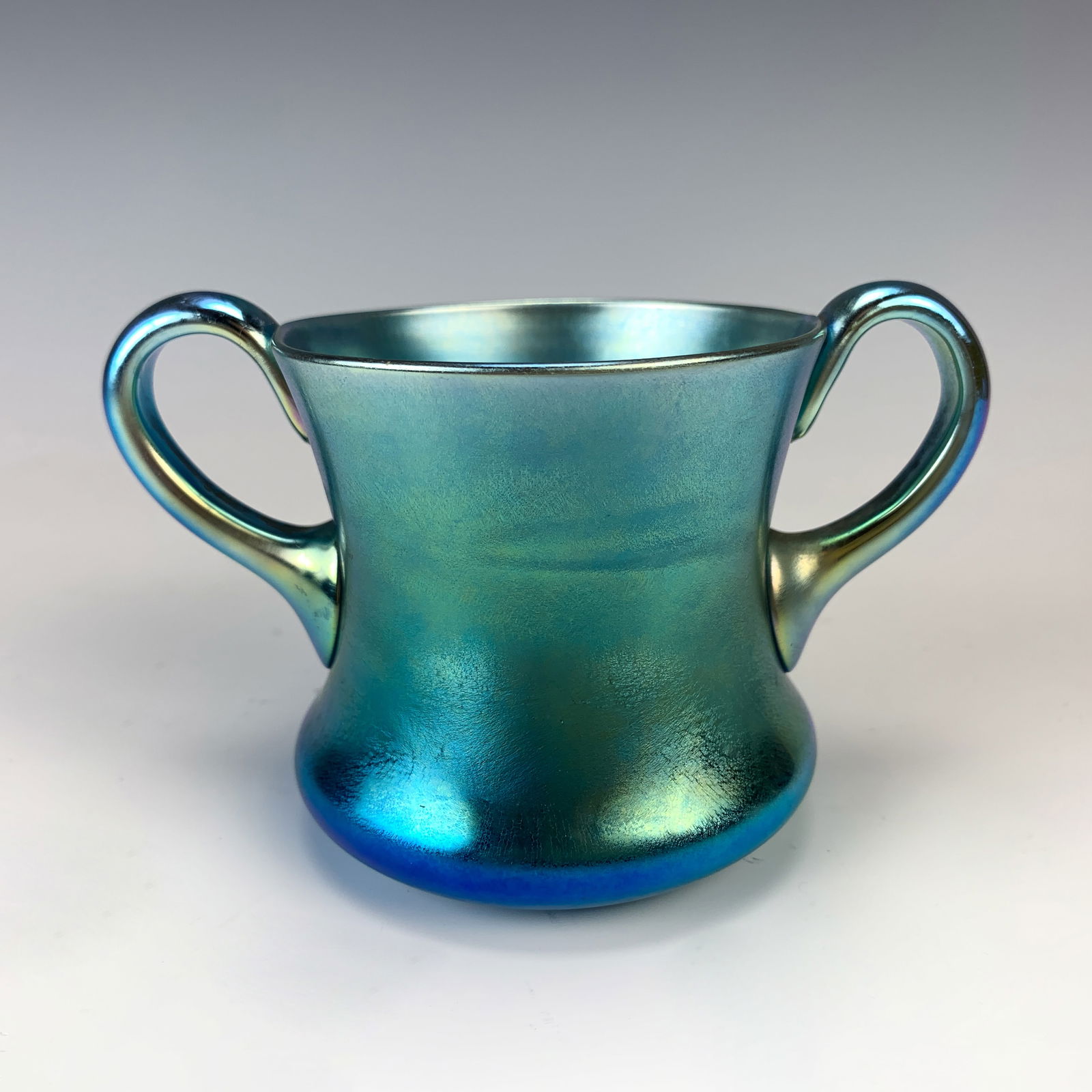 Signed Steuben Blue Aurene Sugar (1 of 3)