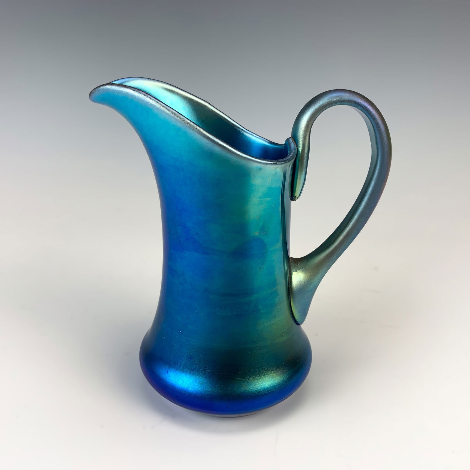 Signed Steuben Blue Aurene Pitcher (1 of 4)