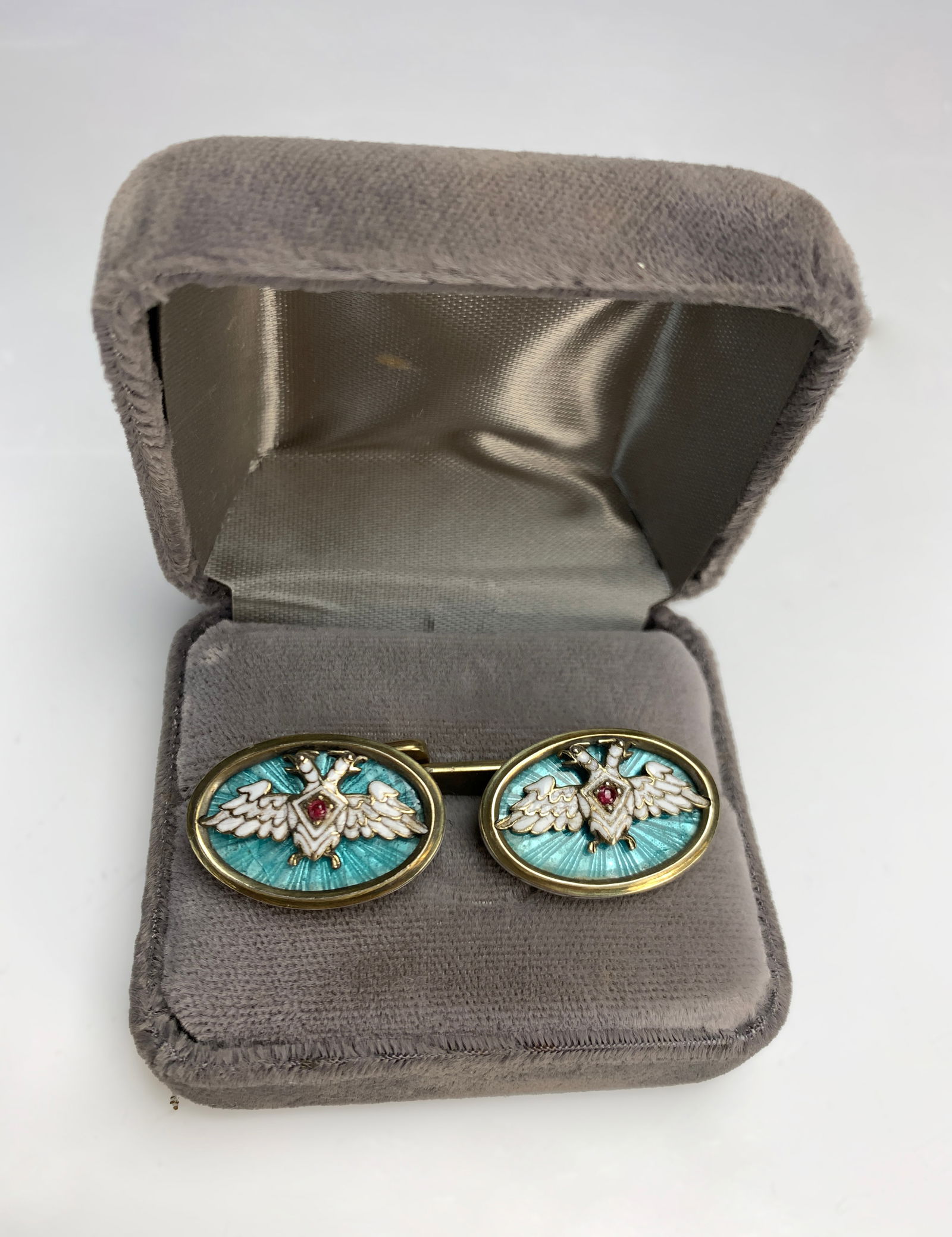 Pair Russian Silver & Enamel Cuff Links (1 of 4)