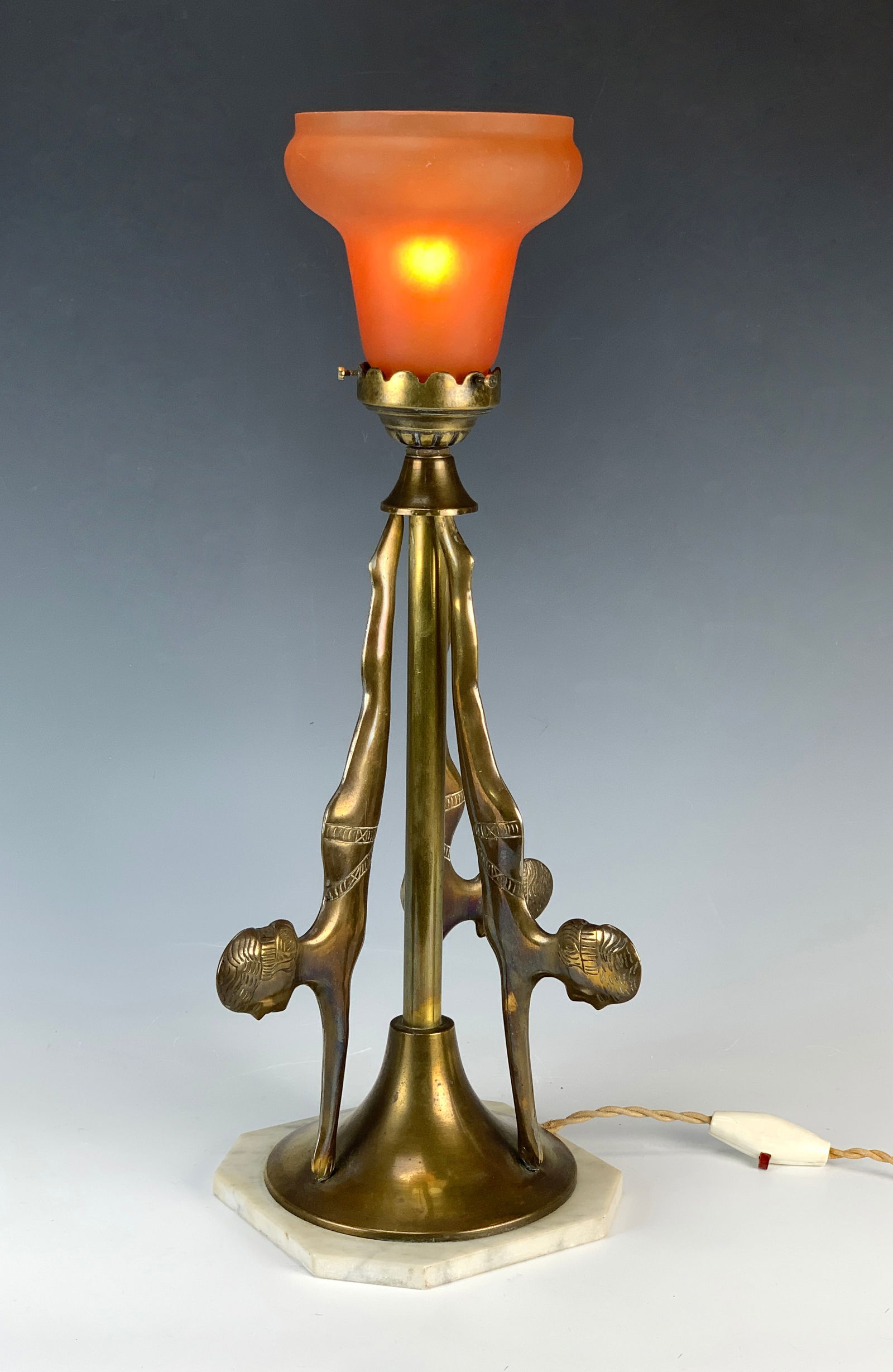 Art Deco Bronze Lamp "Three Nudes Diving" (1 of 3)