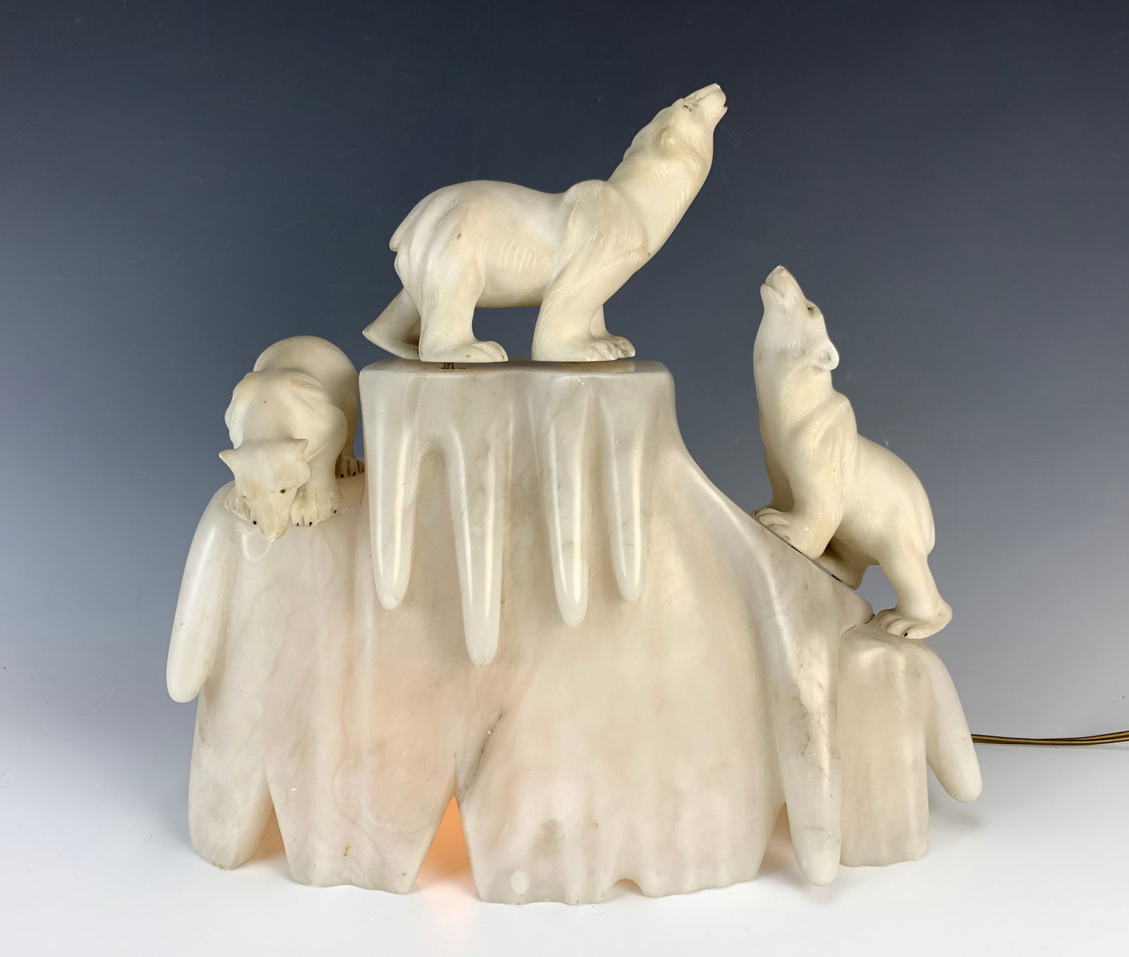 Three Polar Bears Alabaster Lamp c1930s (1 of 3)