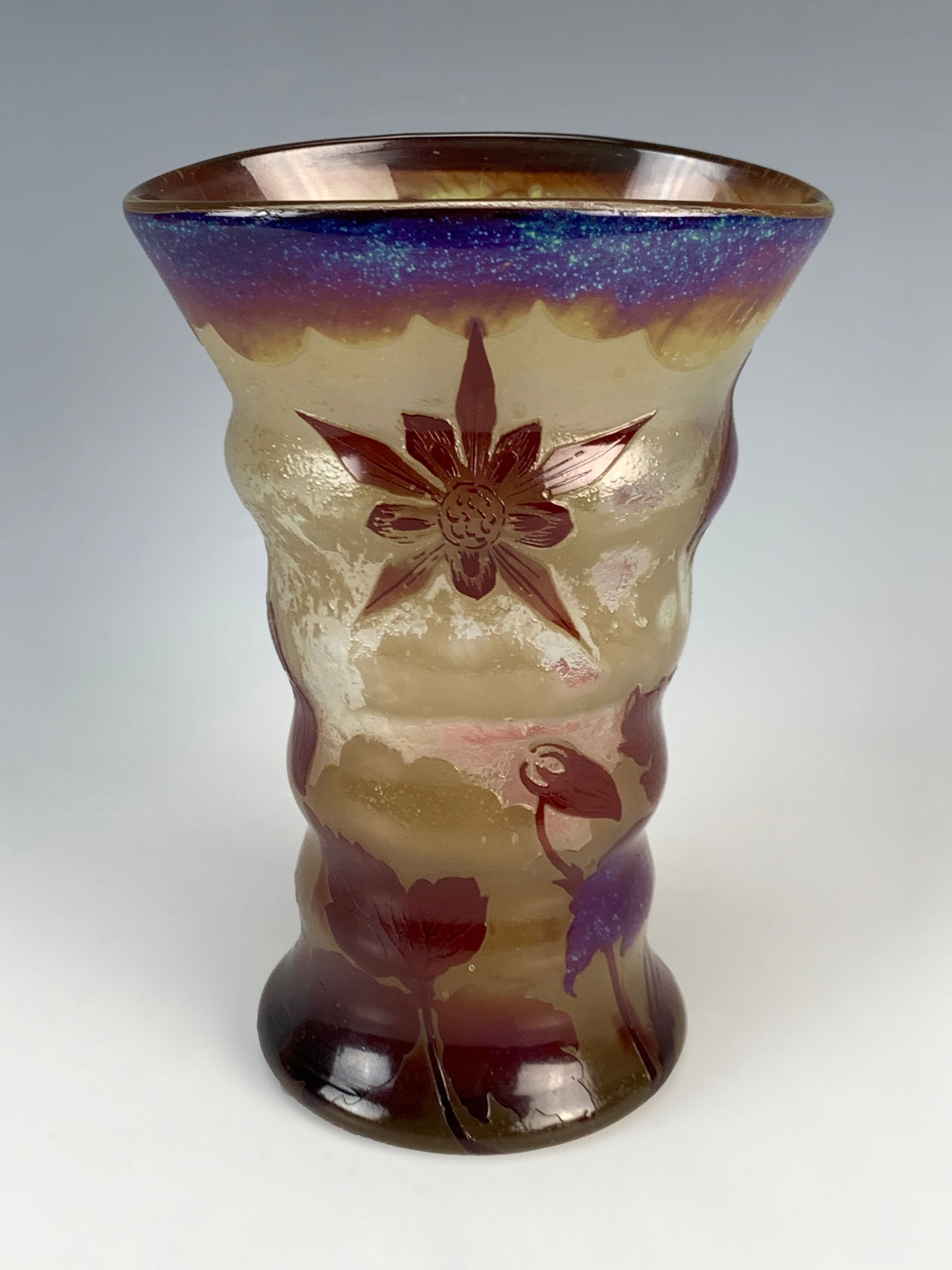 Galle Fire Polished Cameo Glass Vase (1 of 5)