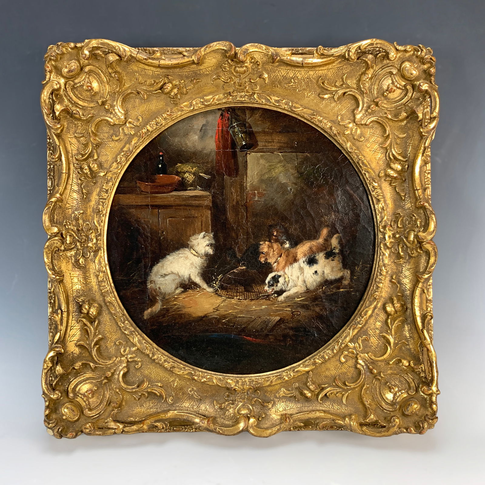 George Armfield (1808-1893) "Dogs w/Mouse" Ptg (1 of 2)