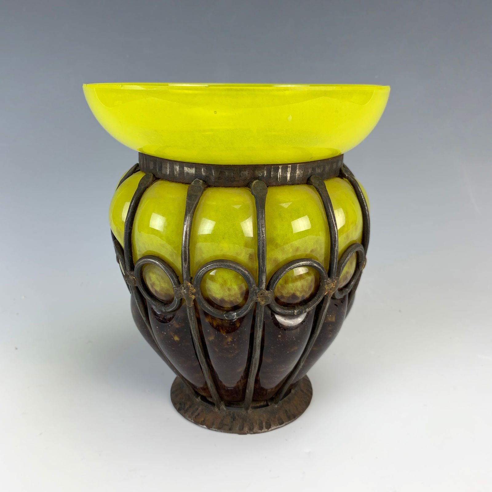 C. Schneider (1881-1953) Mottled Glass Iron Vase (1 of 4)