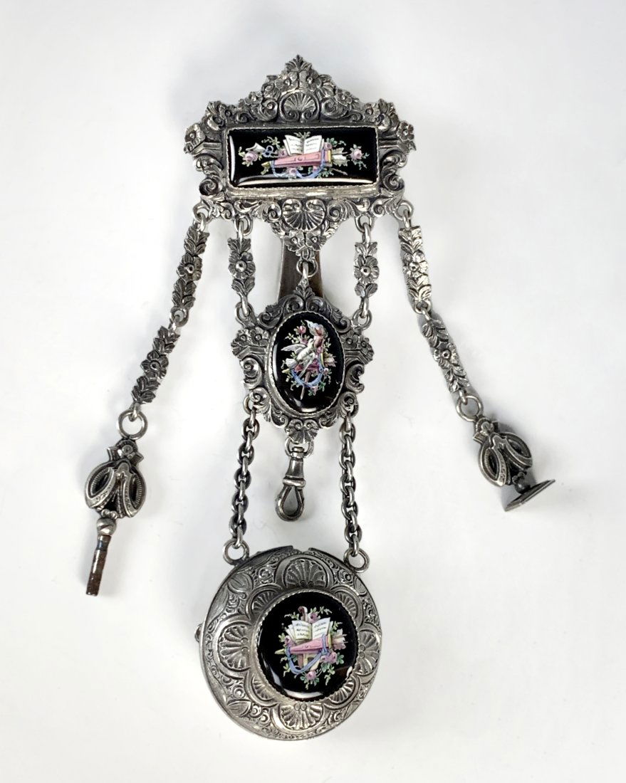 Louis XVI Style Silver & Enamel Chatelaine (1 of 3)
