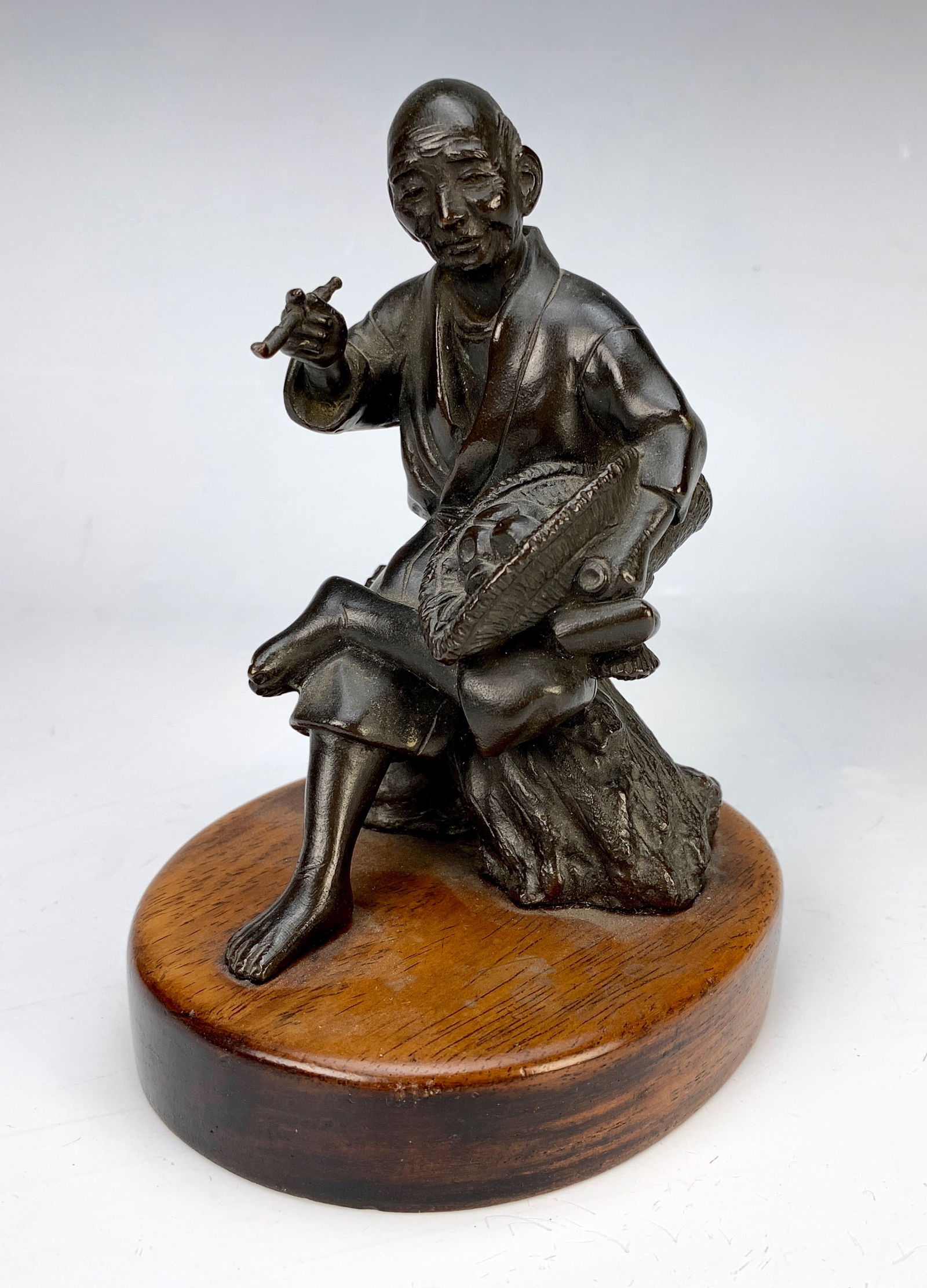 Japanese Bronze Figure Opium Meiji Period Smoker (1 of 2)