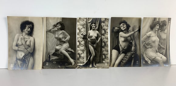 Five Assorted French Antique Nude Postcards