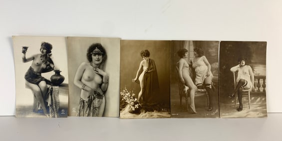 Five Assorted French Antique Nude Postcards