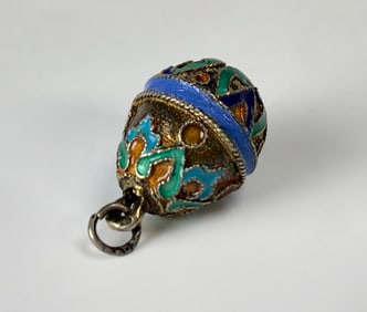 Russian Silver & Enamel Egg Charm