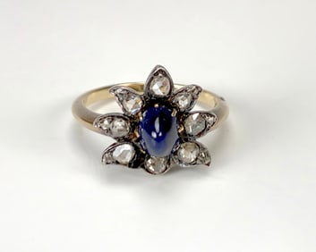 Ladies 14k YG 8 Minecut Diamonds & Spinel Ring