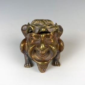 Gilt Bronze Grotesque Inkwell Circa 1900