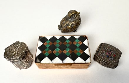 Three Silver Boxes & Austrian Bronze Bird