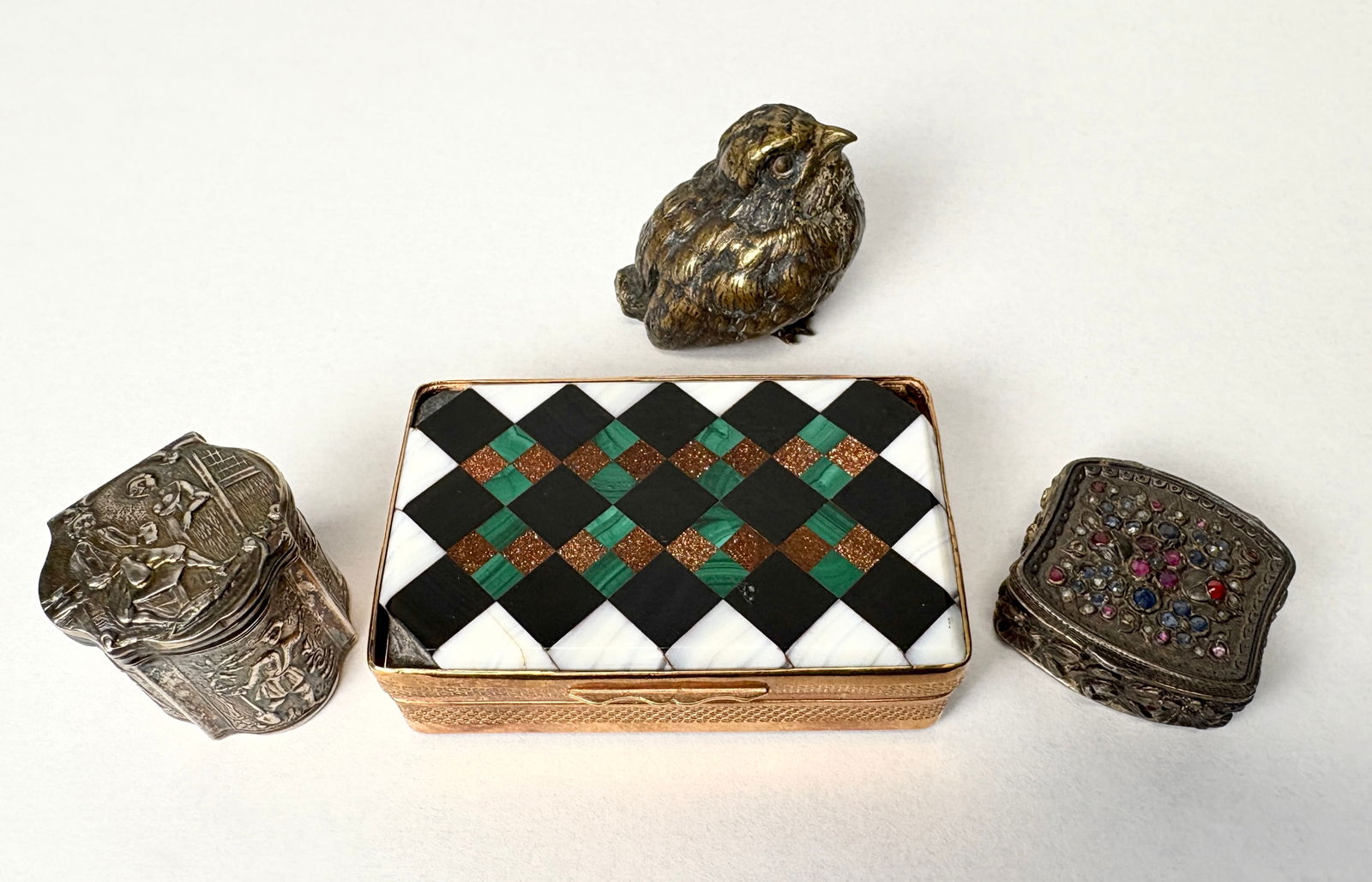 Three Silver Boxes & Austrian Bronze Bird (1 of 6)