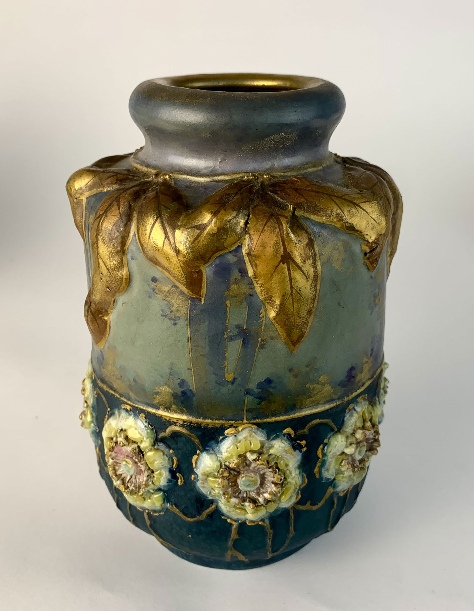 Art Nouveau Amphora Vase w Floral Decoration sgd (1 of 4)