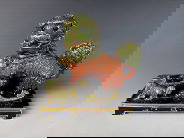 Jay Strongwater Enamel Metal Bejeweled Foo Dog