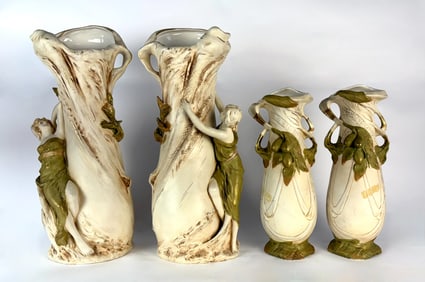 Group of 4 Art Nouveau Royal Dux Vases