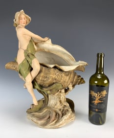 Large Royal Dux "Nymph & Conch Shell"