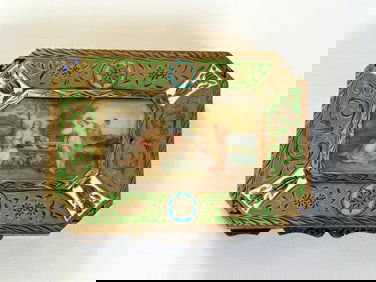 Continental Silver Enamel w Painting Compact